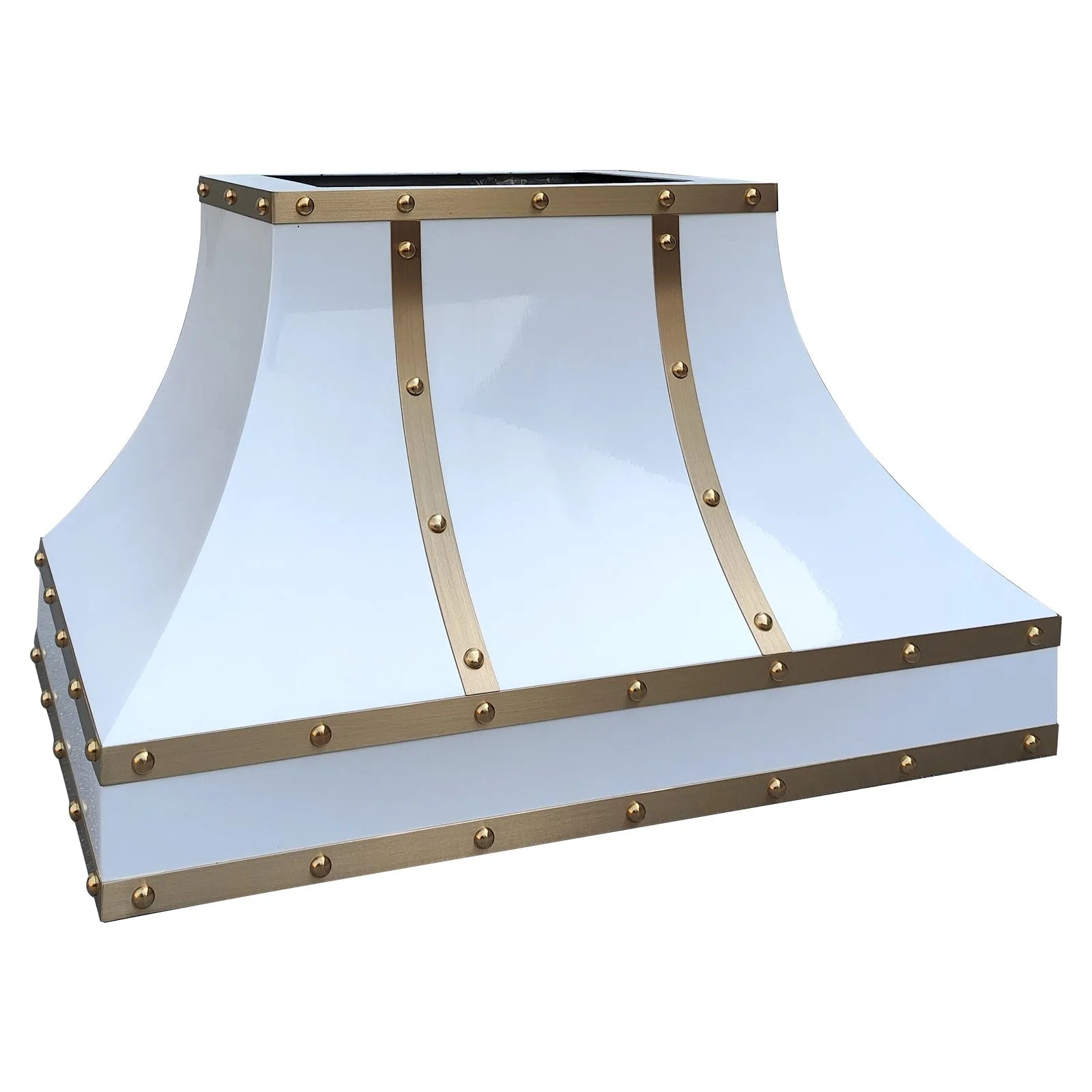 Fobest Stainless Steel Custom Range Hood with Brass Straps and Rivets FSS-327-Stainless Steel Range Hood-Fobest