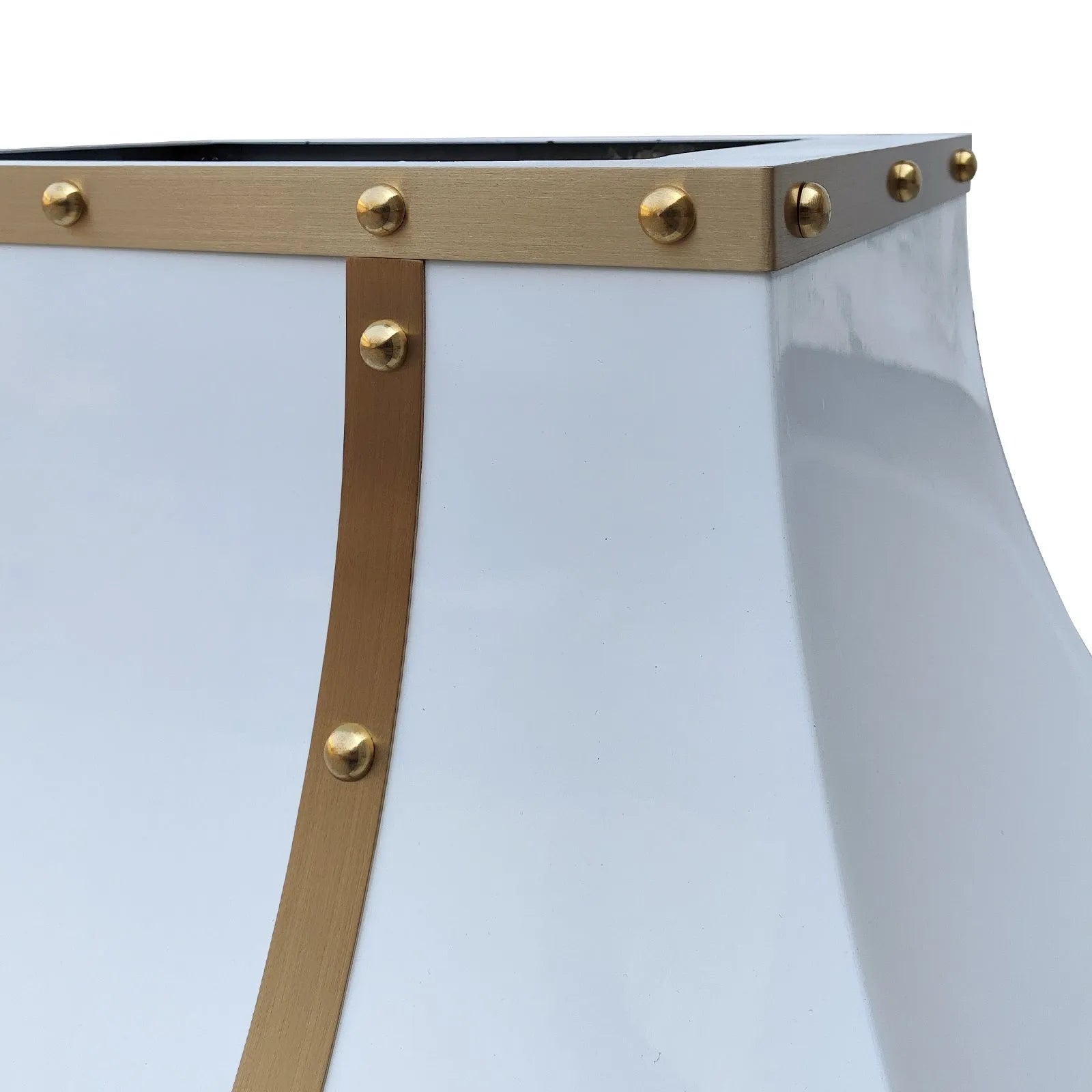 Fobest Stainless Steel Custom Range Hood with Brass Straps and Rivets FSS-327-Stainless Steel Range Hood-Fobest