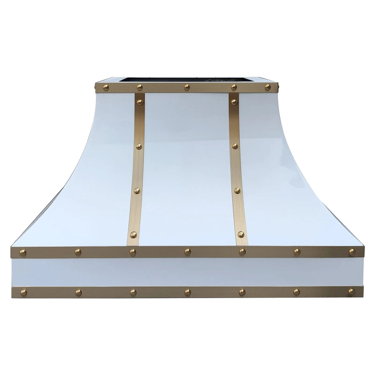 Fobest Stainless Steel Custom Range Hood with Brass Straps and Rivets FSS-327-Stainless Steel Range Hood-Fobest