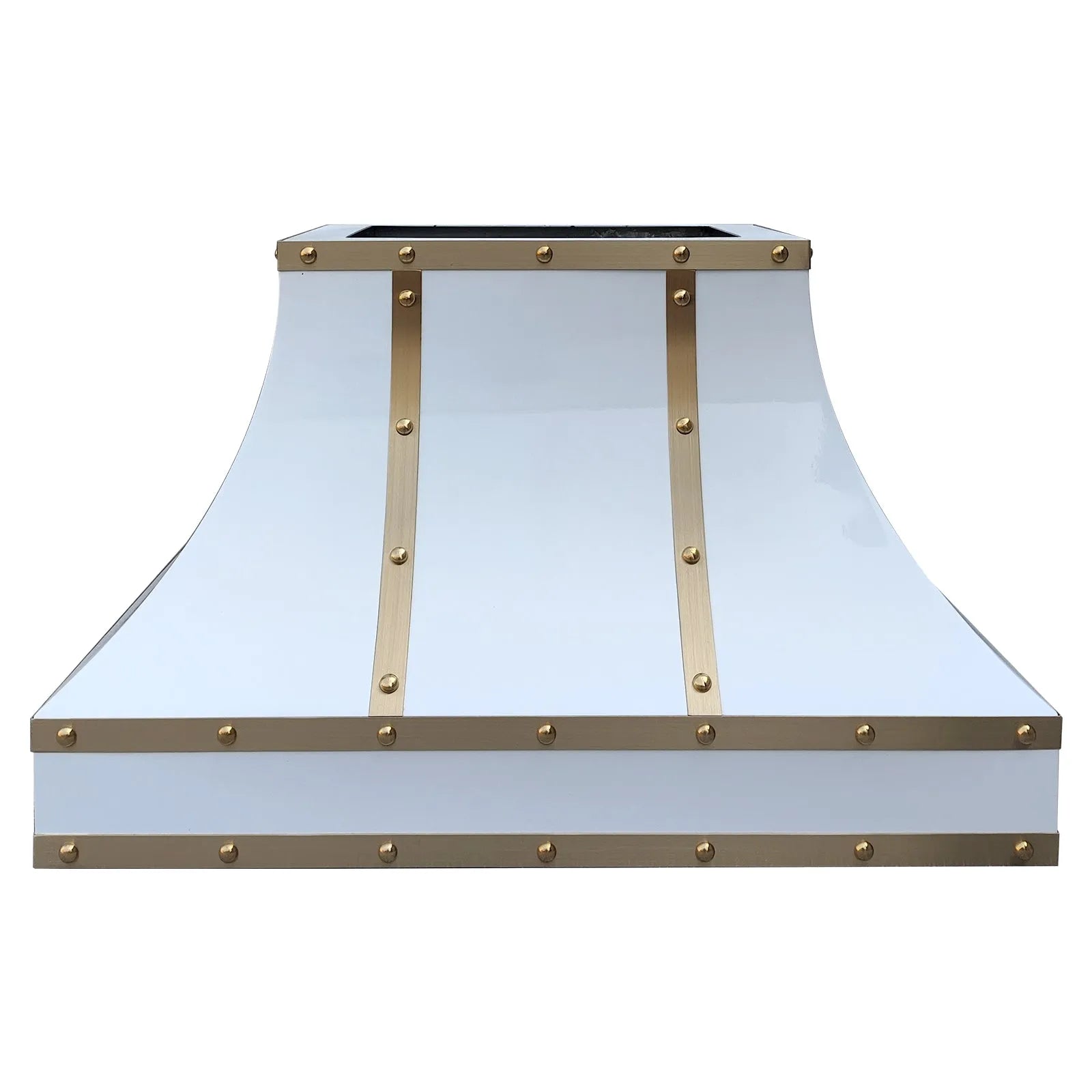 Fobest Stainless Steel Custom Range Hood with Brass Straps and Rivets FSS-327-Stainless Steel Range Hood-Fobest
