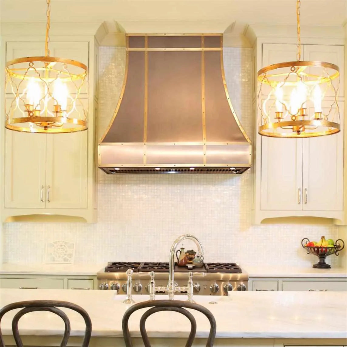 Fobest Stainless Steel Custom Vent Hood with Brass Straps FSS-84-Stainless Steel Range Hood-Fobest