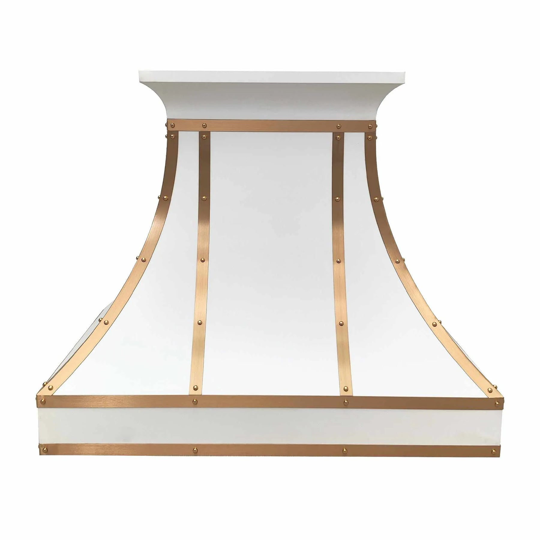 Fobest Stainless Steel Custom White Range Hood with Brass Accents FSS-212-Stainless Steel Range Hood-Fobest