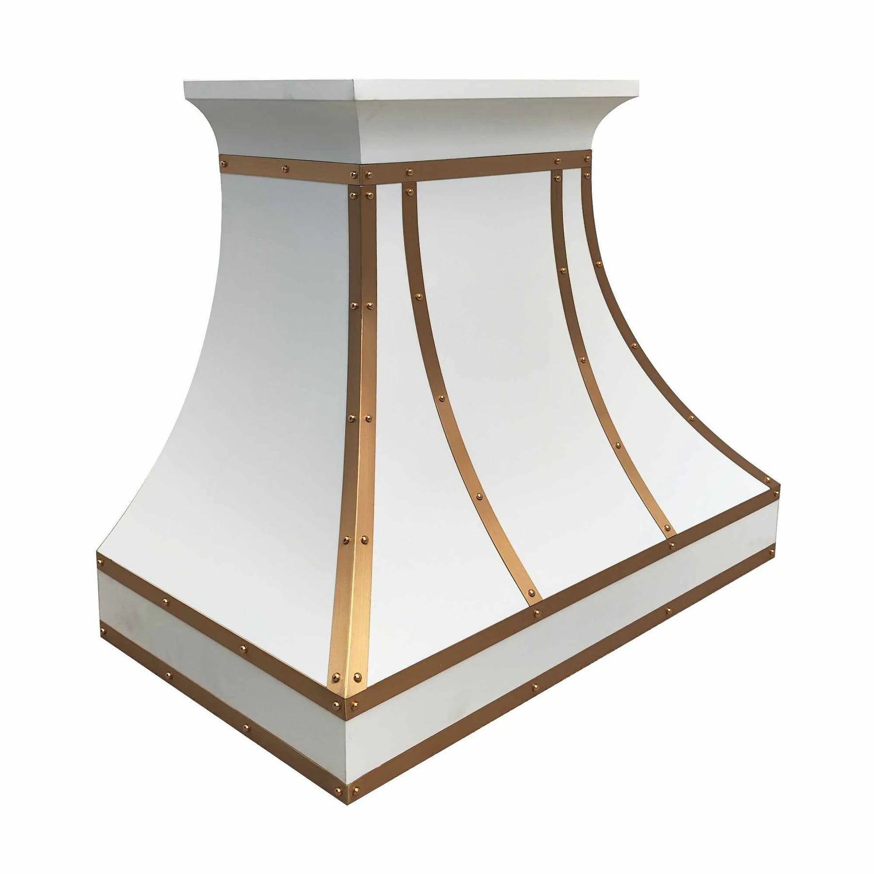 Fobest Stainless Steel Custom White Range Hood with Brass Accents FSS-212-Stainless Steel Range Hood-Fobest