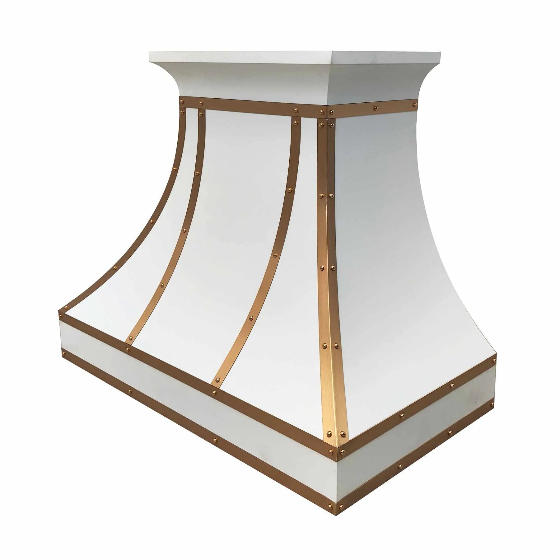 Fobest Stainless Steel Custom White Range Hood with Brass Accents FSS-212-Stainless Steel Range Hood-Fobest