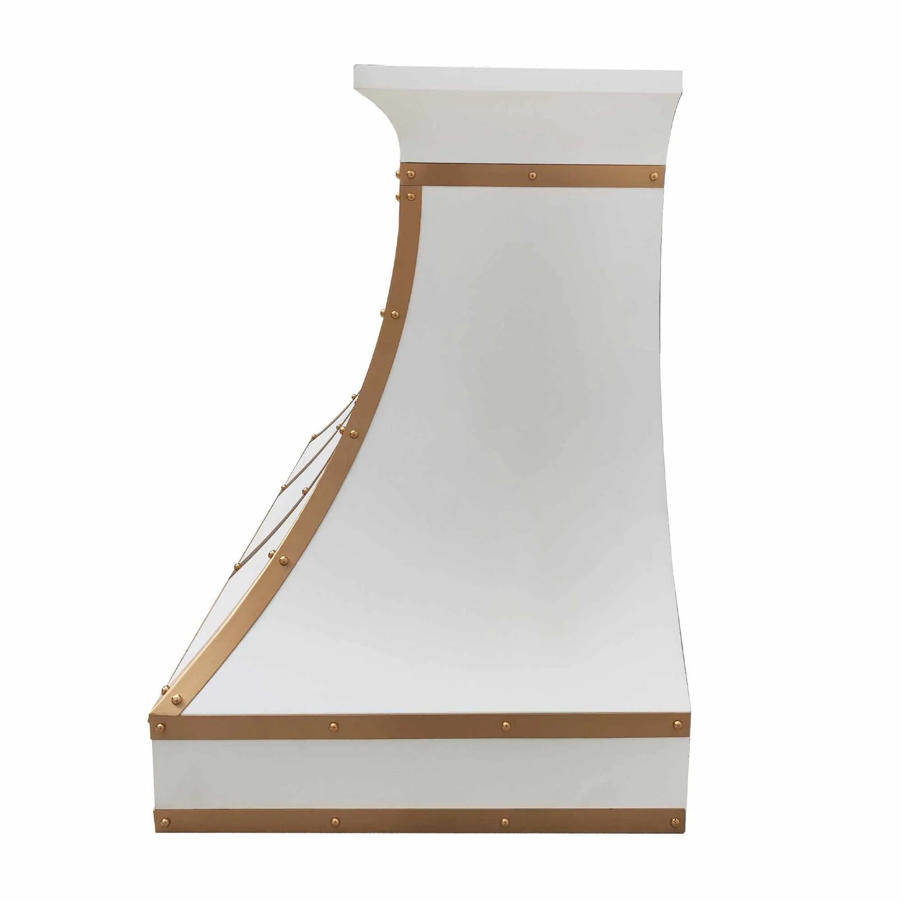 Fobest Stainless Steel Custom White Range Hood with Brass Accents FSS-212-Stainless Steel Range Hood-Fobest