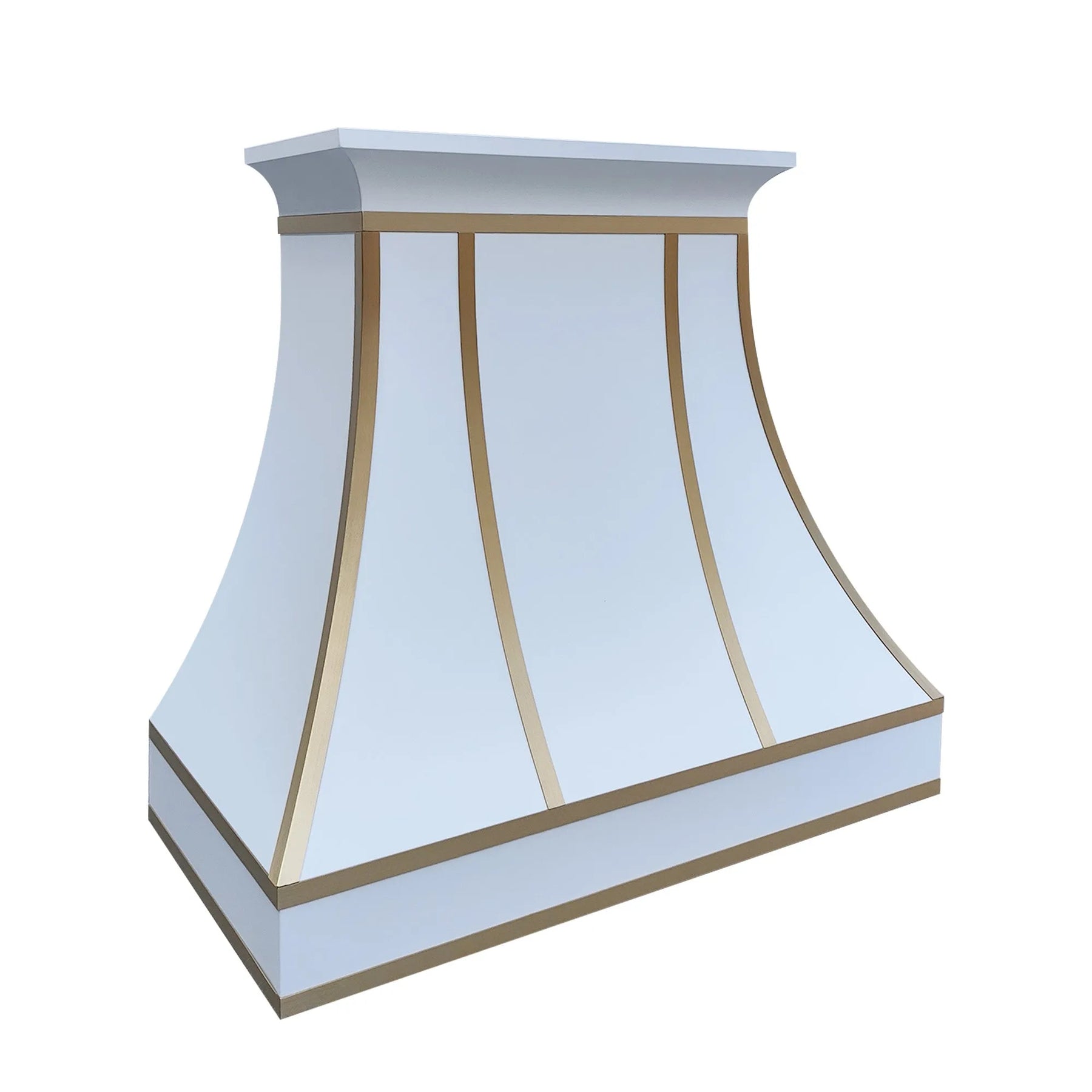 Fobest Stainless Steel Custom White Range Hood with Brass Accents FSS-212-Stainless Steel Range Hood-Fobest