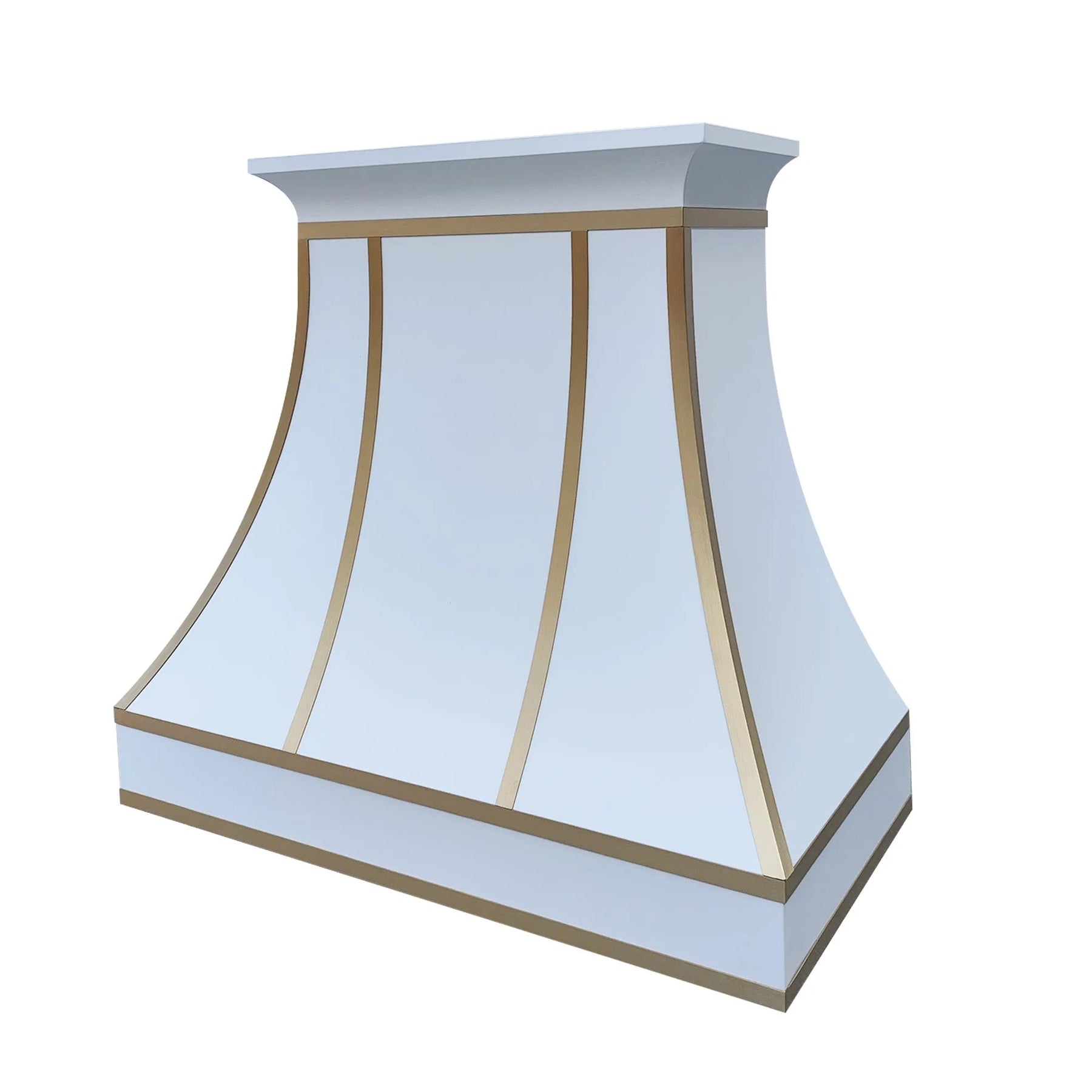 Fobest Stainless Steel Custom White Range Hood with Brass Accents FSS-212-Stainless Steel Range Hood-Fobest