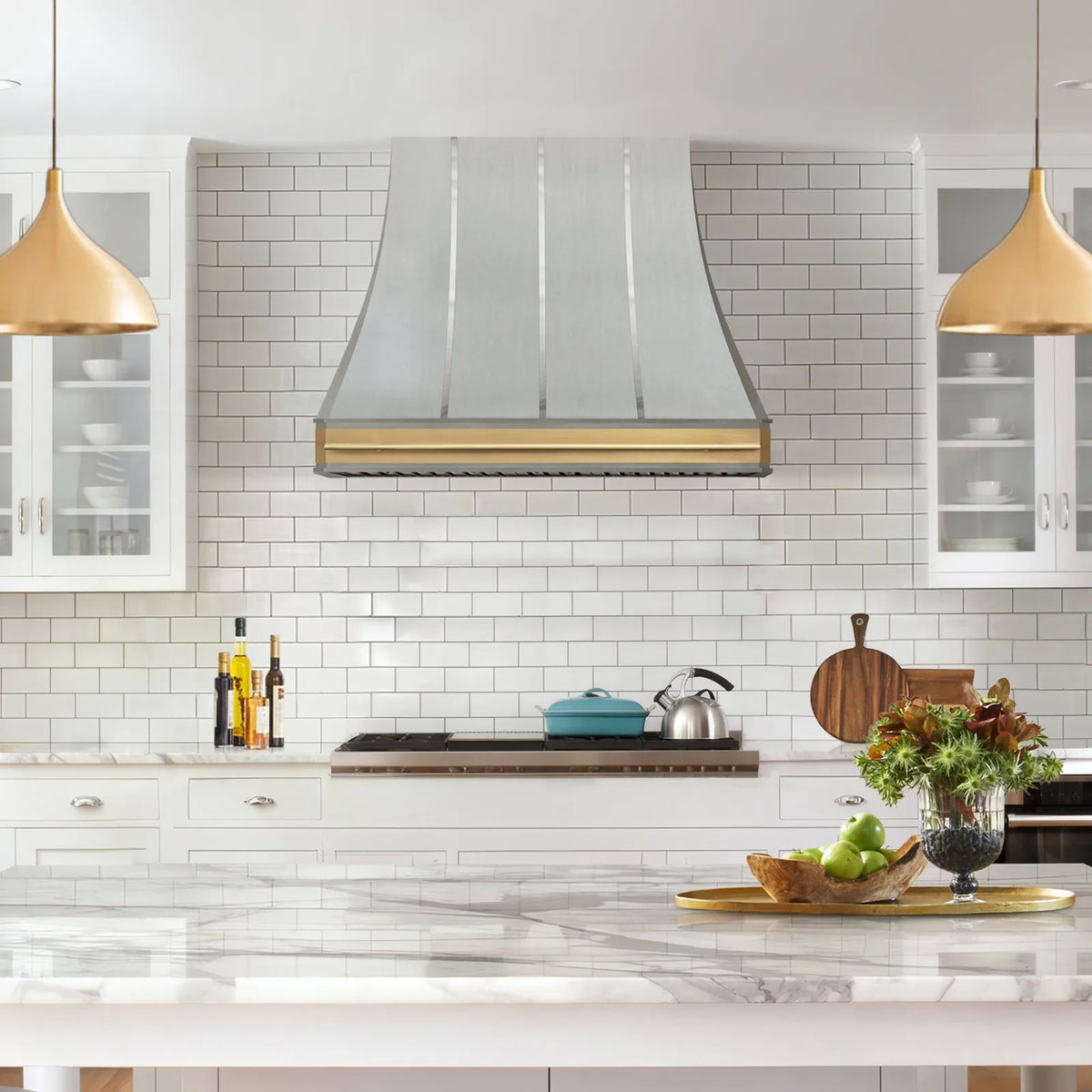 Fobest Stainless Steel Kitchen Range Hood with Decorative Brass Apron FSS-458