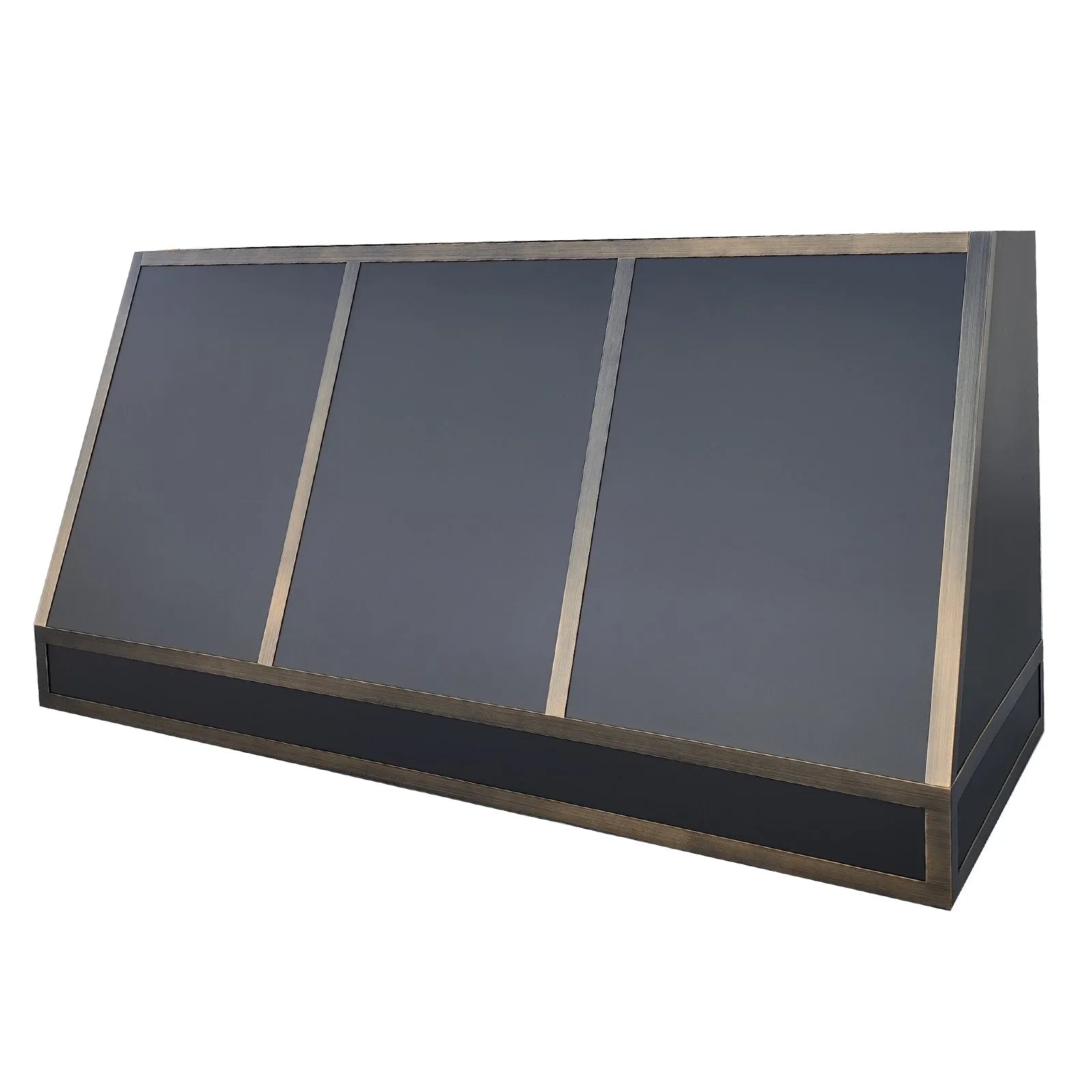 Fobest Stainless Steel Range Hood Black Finish with Antique Brass Straps FSS-322-Stainless Steel Range Hood-Fobest