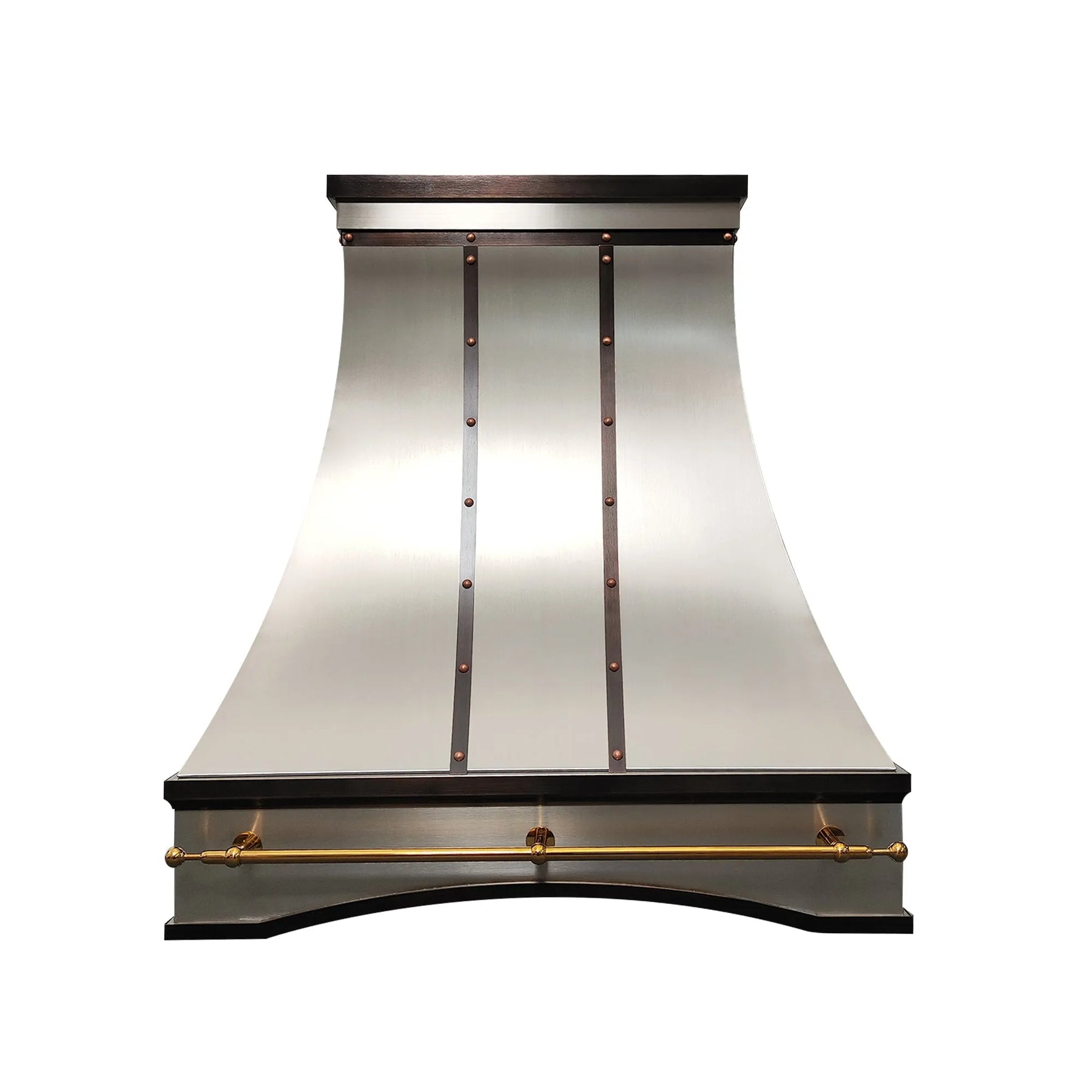 Fobest Stainless Steel Range Hood with Antique Straps and Brass Rail FSS-394-Stainless Steel Range Hood-Fobest