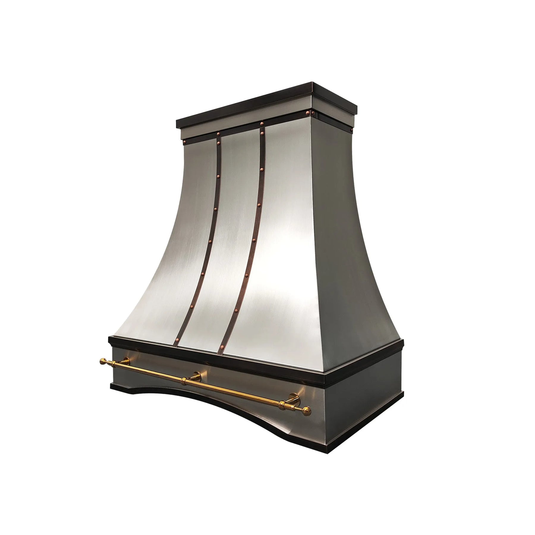 Fobest Stainless Steel Range Hood with Antique Straps and Brass Rail FSS-394-Stainless Steel Range Hood-Fobest