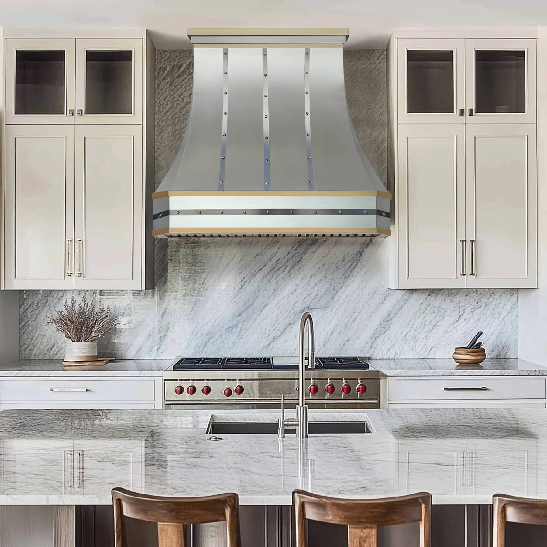 Fobest Stainless Steel Range Hood with Brass Straps FSS-318-Stainless Steel Range Hood-Fobest