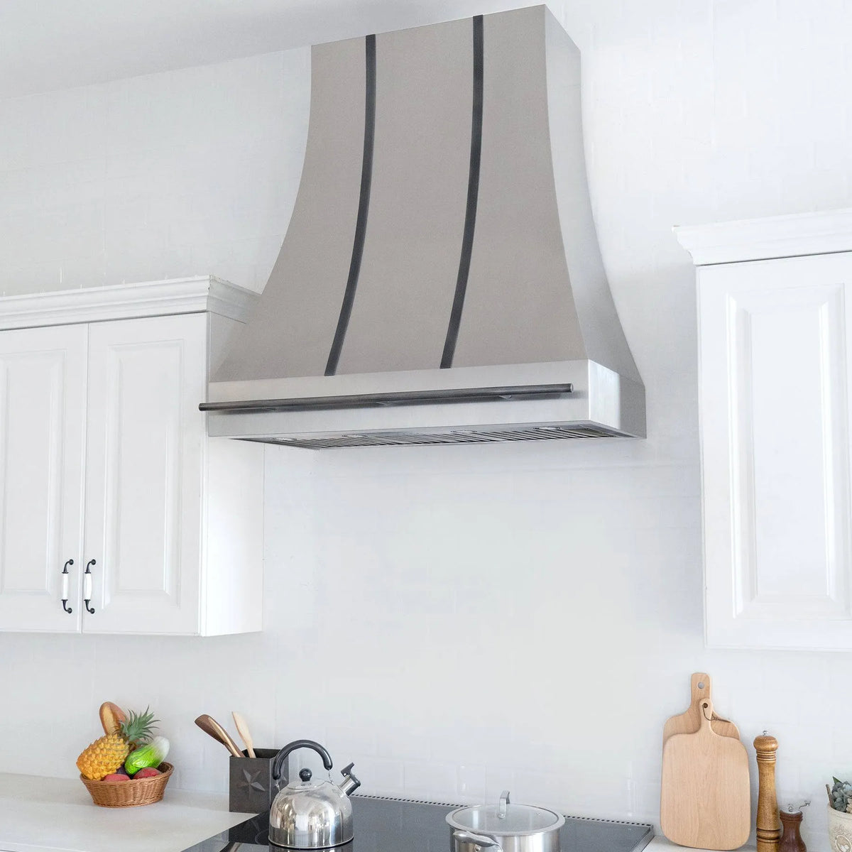 Fobest Stainless Steel Range Hood with Brushed Grey Straps FSS-115-Stainless Steel Range Hood-Fobest