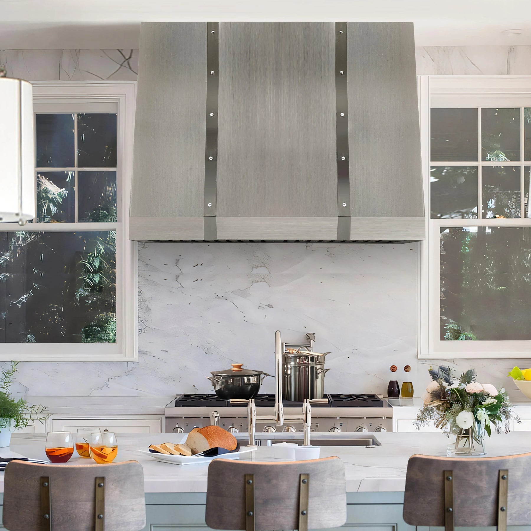 Fobest Stainless Steel Range Hood with Mirror Straps FSS-314-Stainless Steel Range Hood-Fobest