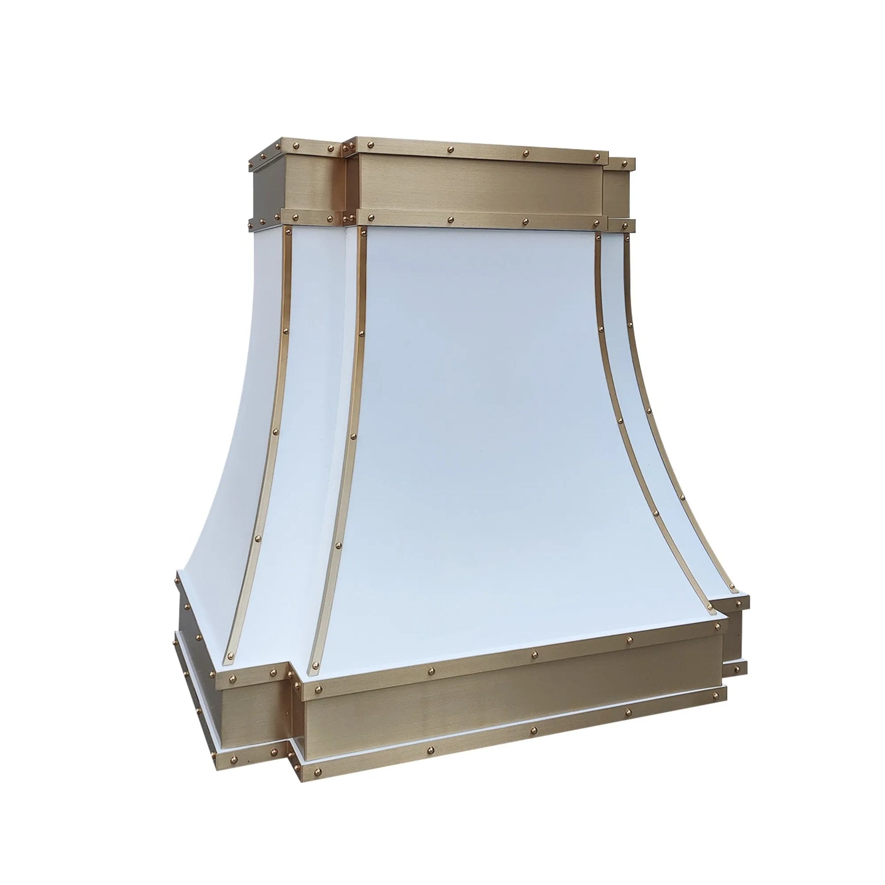 Fobest Stainless Steel White Range Hood with Brass Decor FSS-325-Stainless Steel Range Hood-Fobest