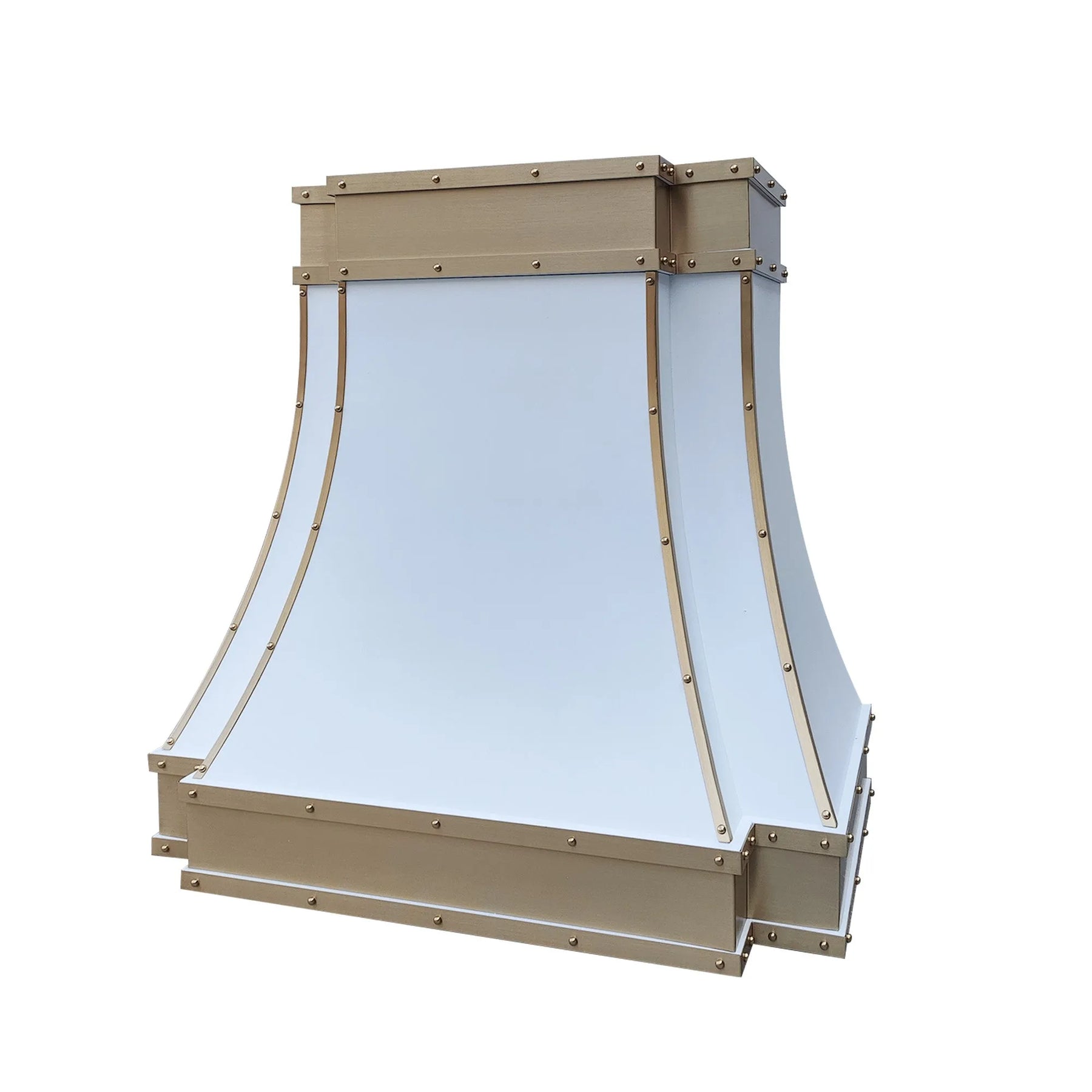 Fobest Stainless Steel White Range Hood with Brass Decor FSS-325-Stainless Steel Range Hood-Fobest