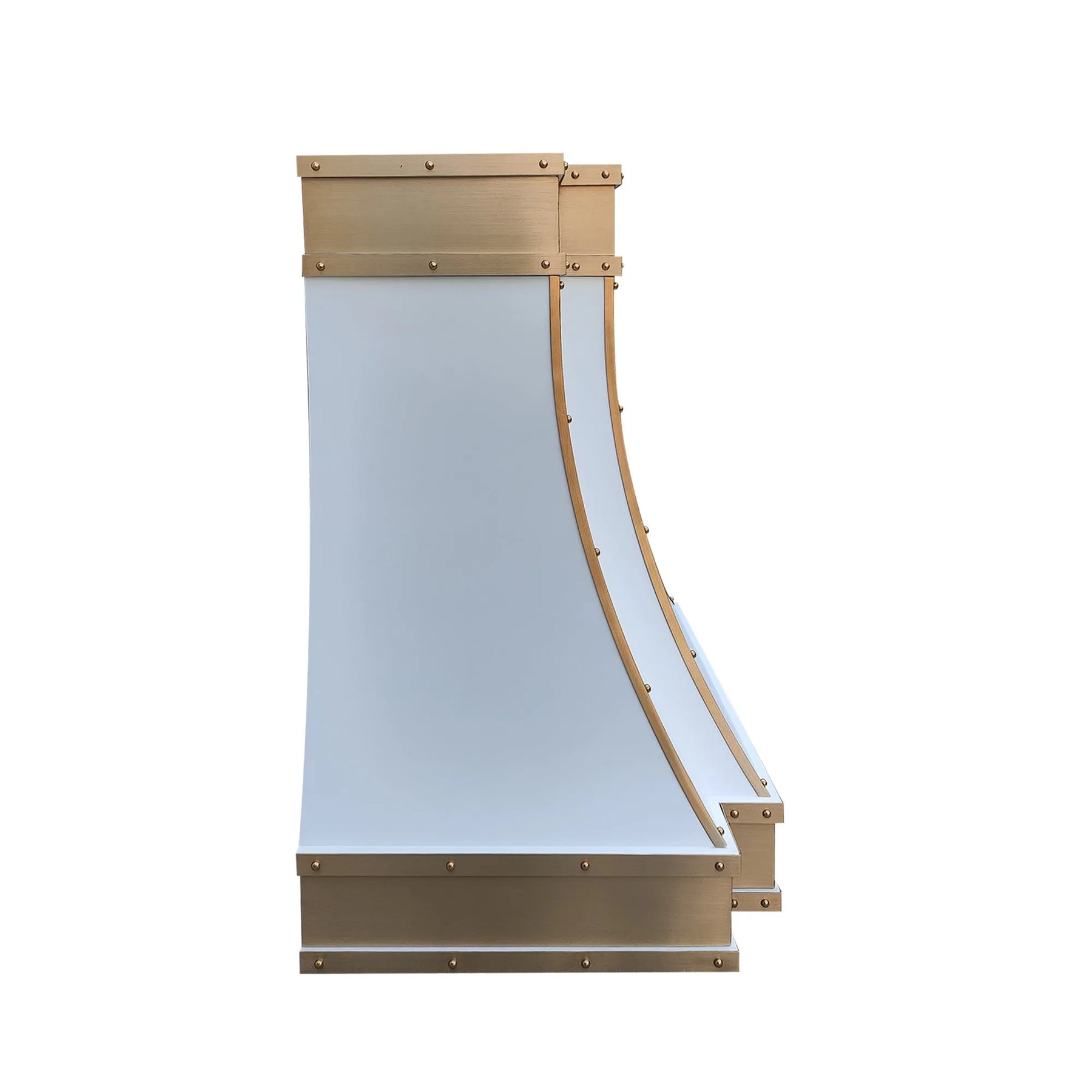 Fobest Stainless Steel White Range Hood with Brass Decor FSS-325-Stainless Steel Range Hood-Fobest