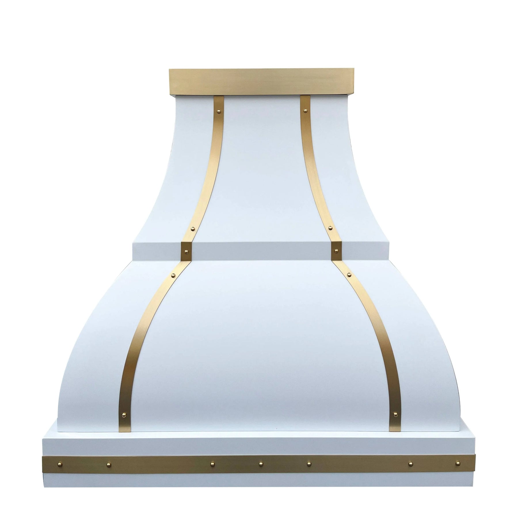 Fobest Stainless Steel White Range Hood with Brass Decor FSS-34-Stainless Steel Range Hood-Fobest