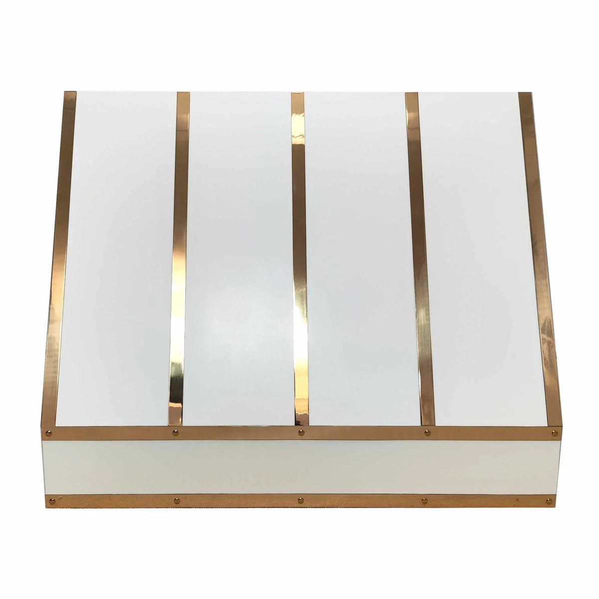 Fobest Stainless Steel White Range Hood with Brass Straps FSS-196-Stainless Steel Range Hood-Fobest