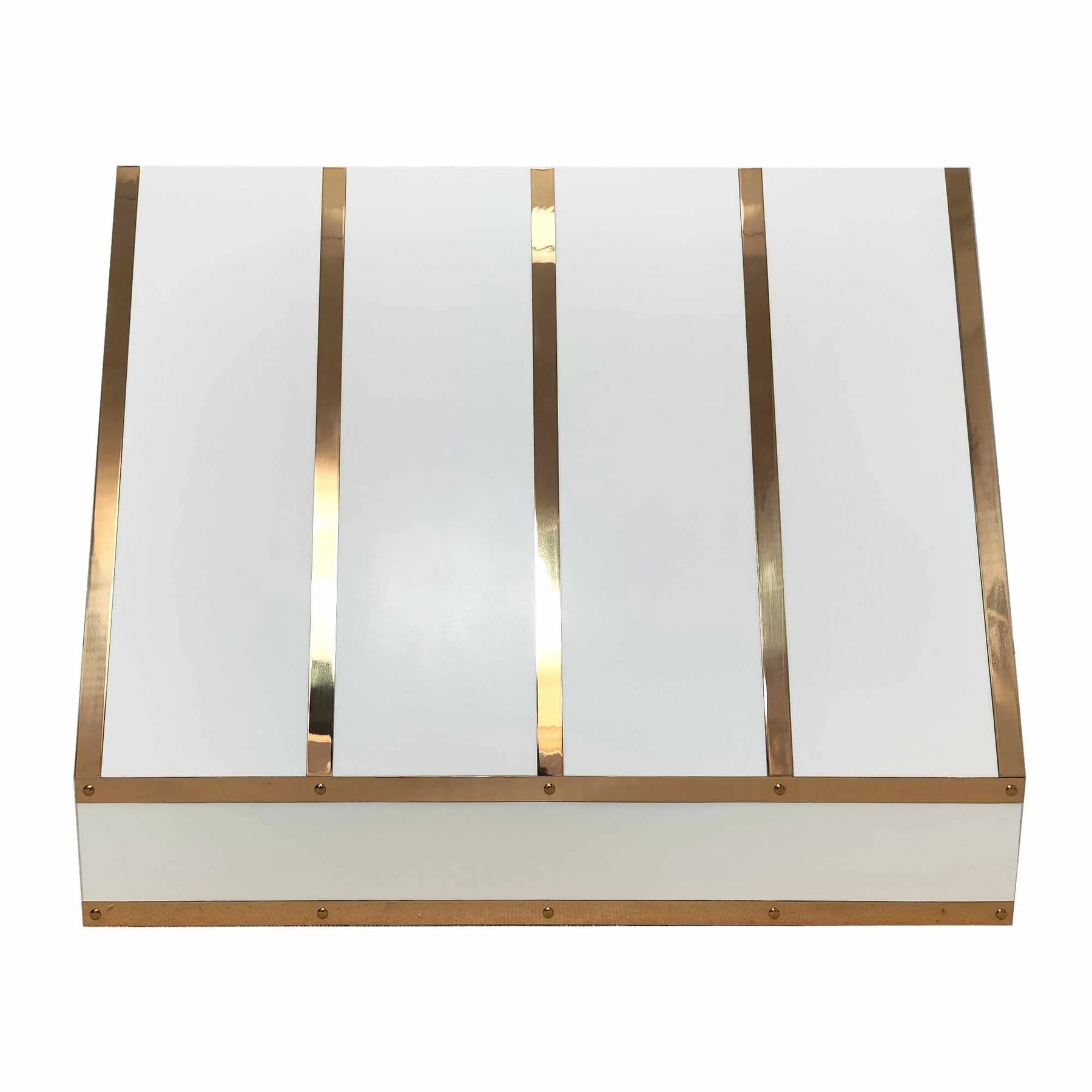 Fobest Stainless Steel White Range Hood with Brass Straps FSS-196-Stainless Steel Range Hood-Fobest