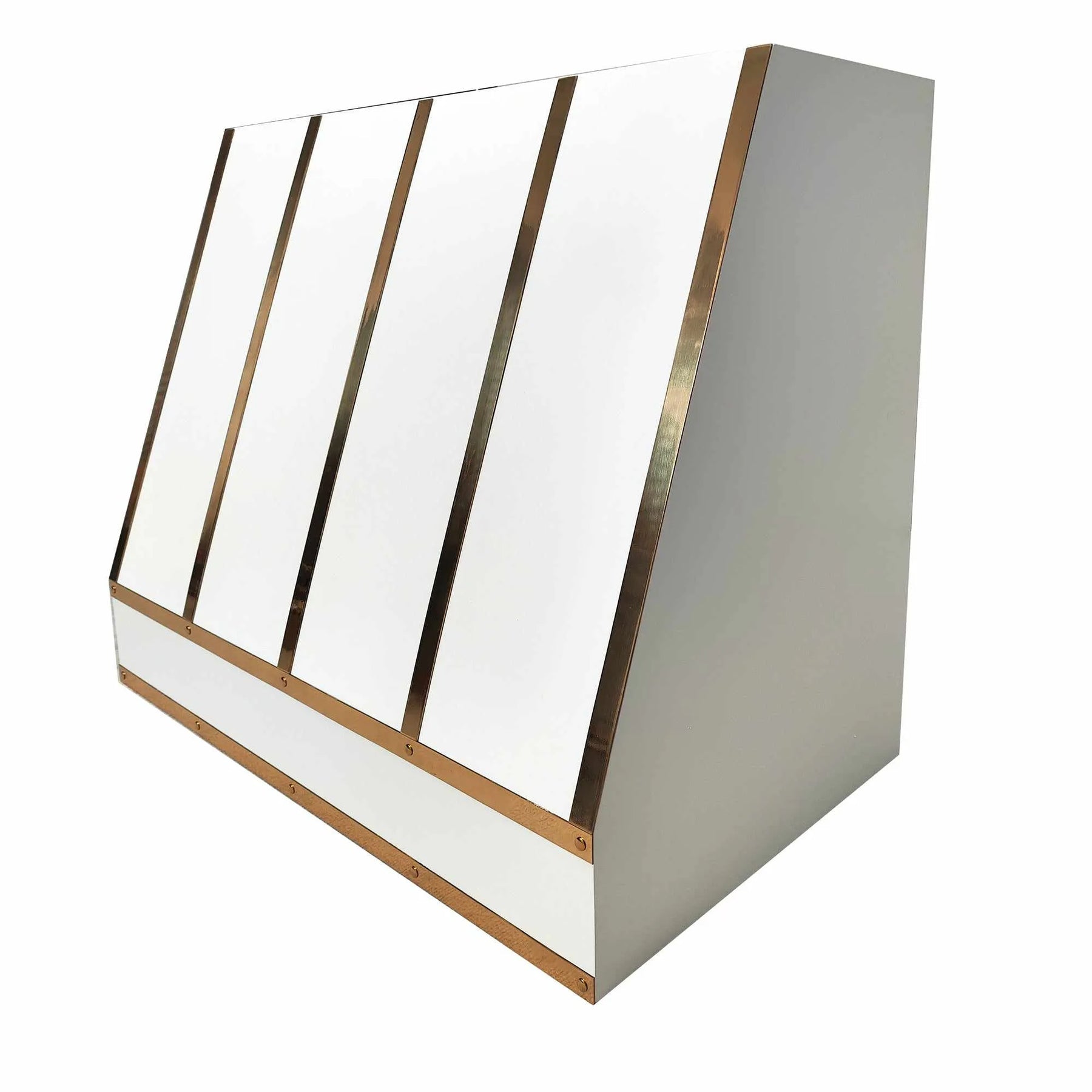 Fobest Stainless Steel White Range Hood with Brass Straps FSS-196-Stainless Steel Range Hood-Fobest
