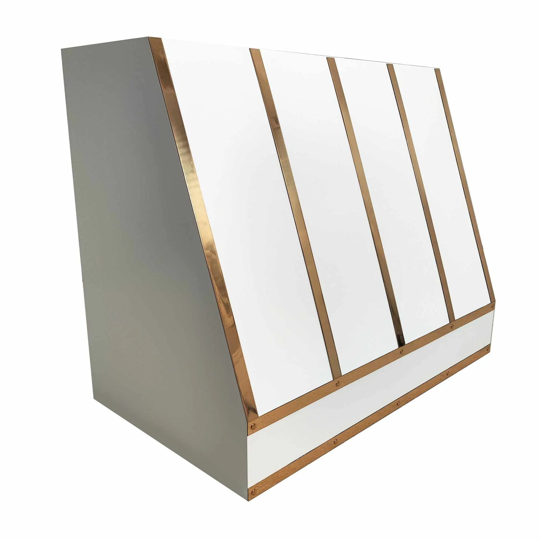 Fobest Stainless Steel White Range Hood with Brass Straps FSS-196-Stainless Steel Range Hood-Fobest