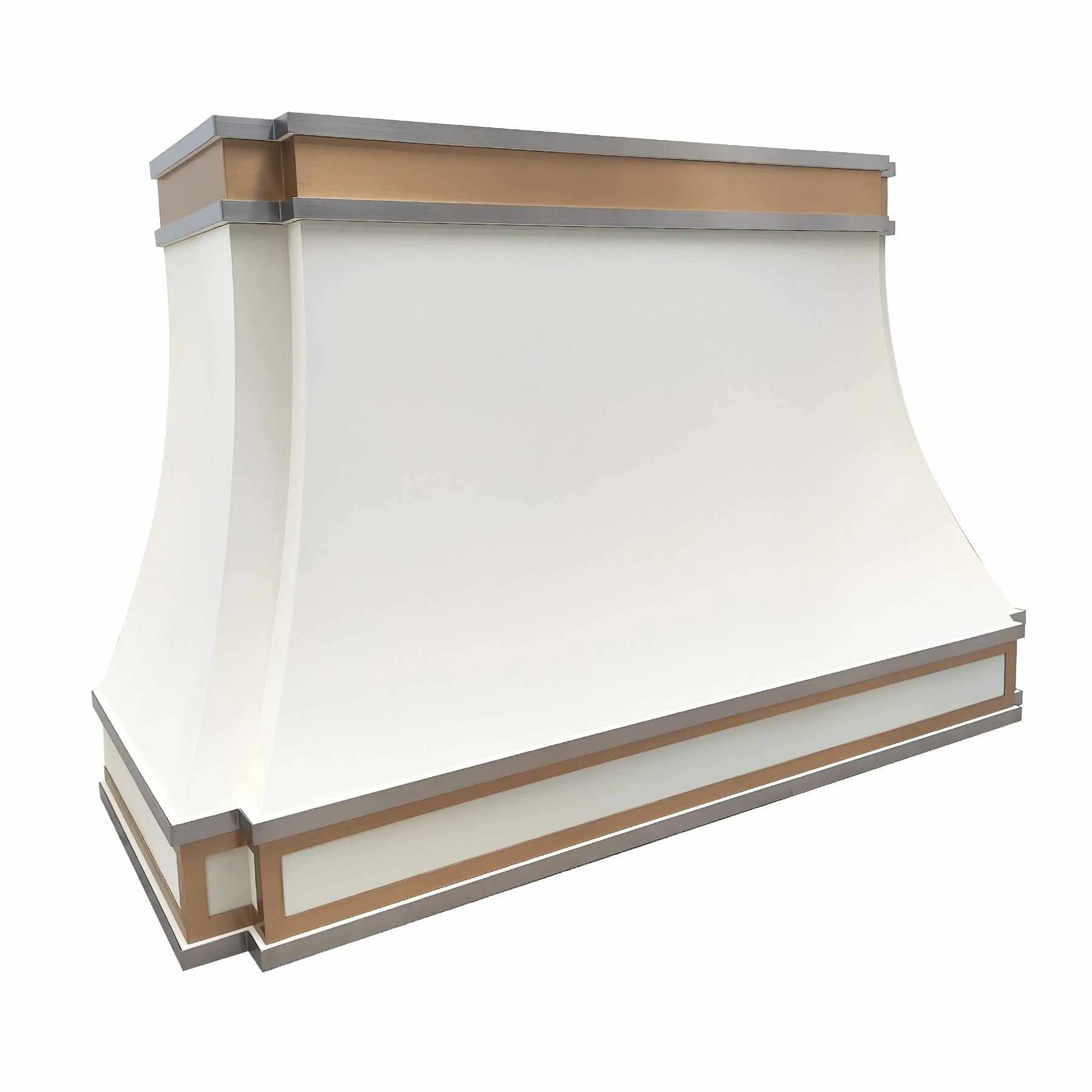 Fobest Stainless Steel White Range Hood with Gold Accents FSS-201-Stainless Steel Range Hood-Fobest