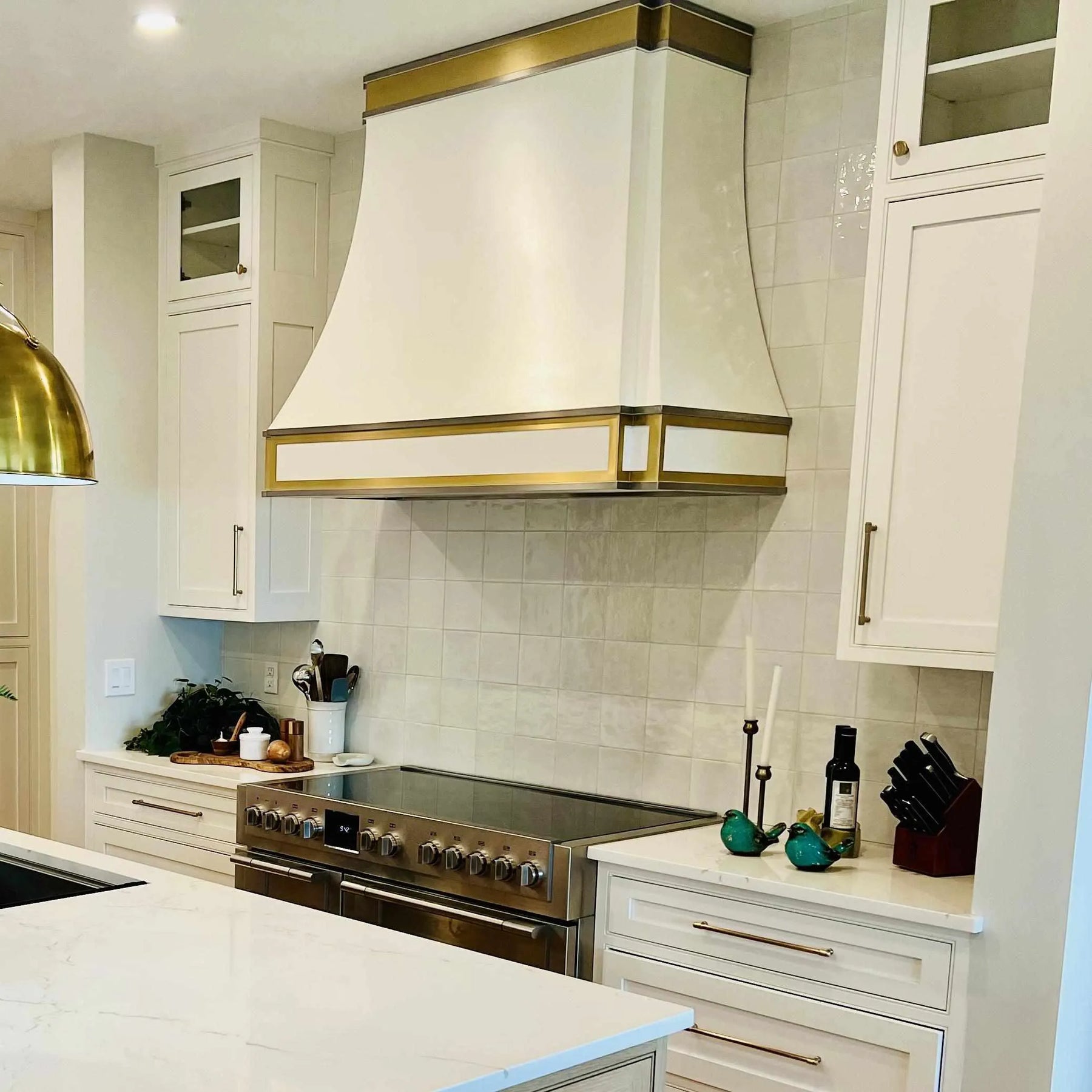 Fobest Stainless Steel White Range Hood with Gold Accents FSS-201-Stainless Steel Range Hood-Fobest