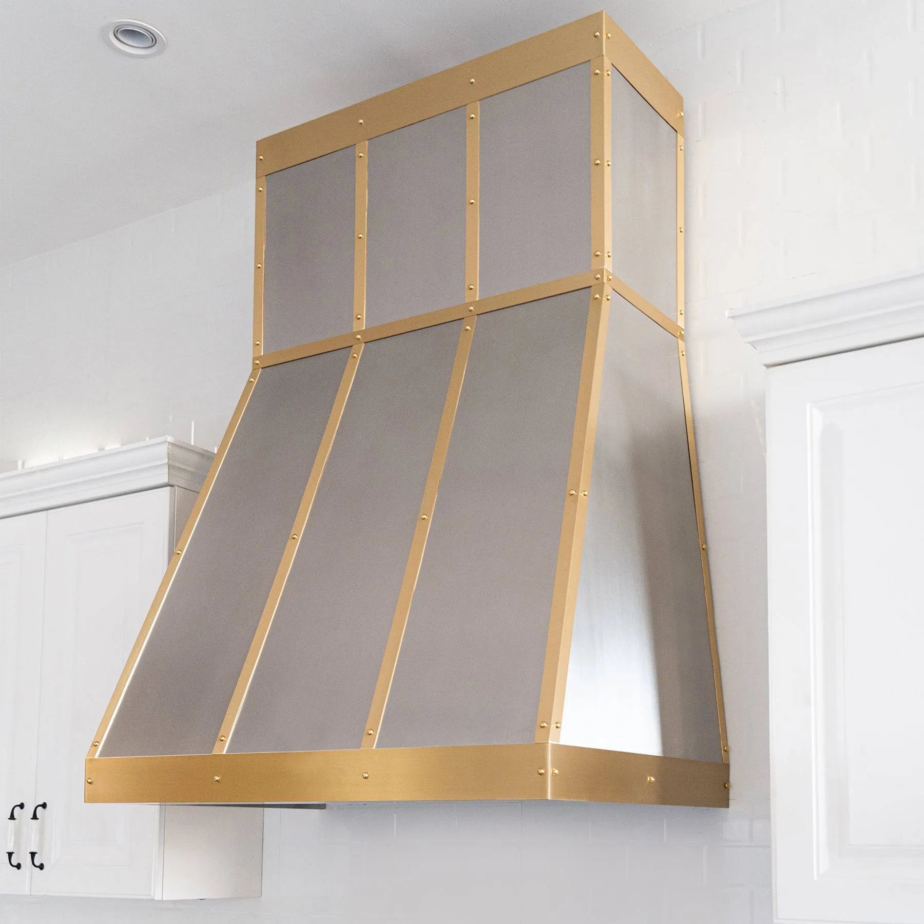 Fobest Tapered Stainless Steel Range Hood with Brass Trim FSS-110-Stainless Steel Range Hood-Fobest