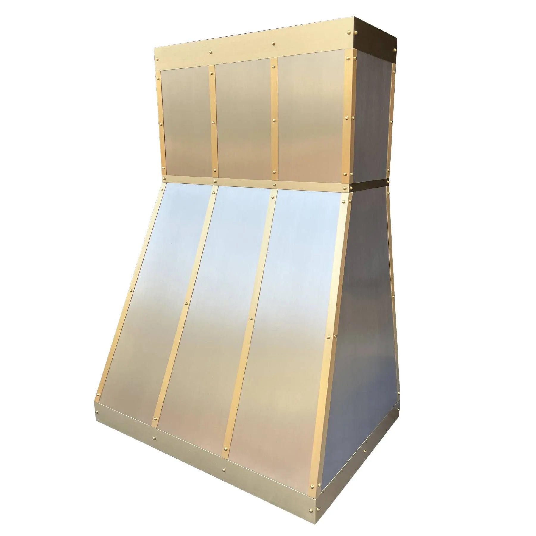 Fobest Tapered Stainless Steel Range Hood with Brass Trim FSS-110-Stainless Steel Range Hood-Fobest