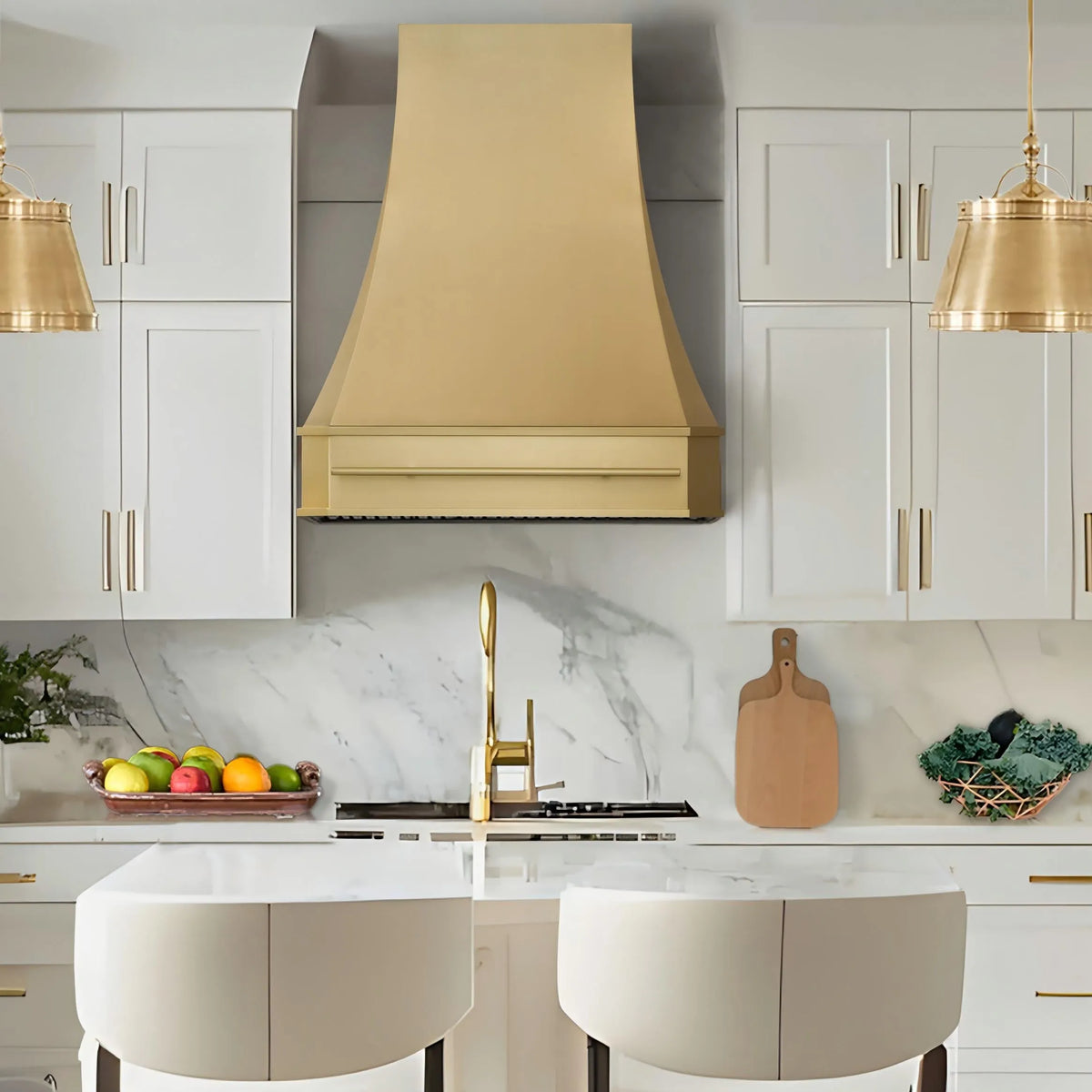 Fobest Tuscan Custom Brass Range Hood with Brass Pot rail FSS-209-Stainless Steel Range Hood-Fobest