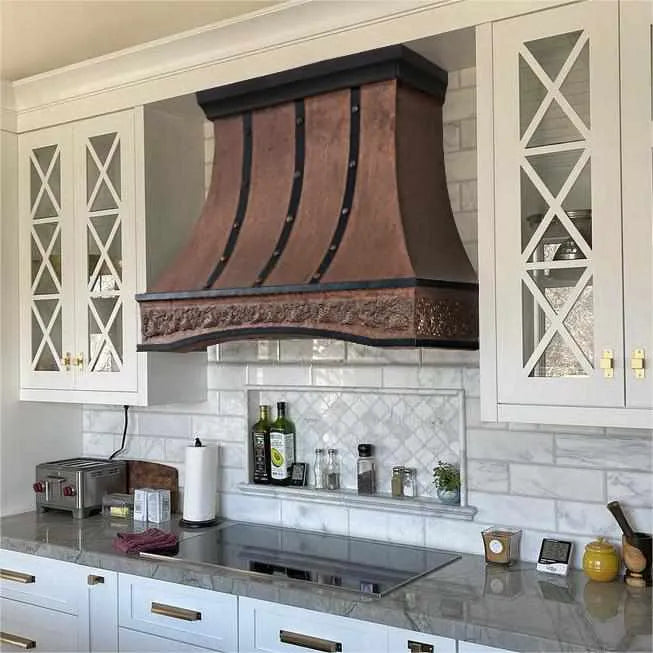 Fobest Vintage Copper Kitchen Hood with Drak Straps FCP-113-Copper Range Hood-Fobest