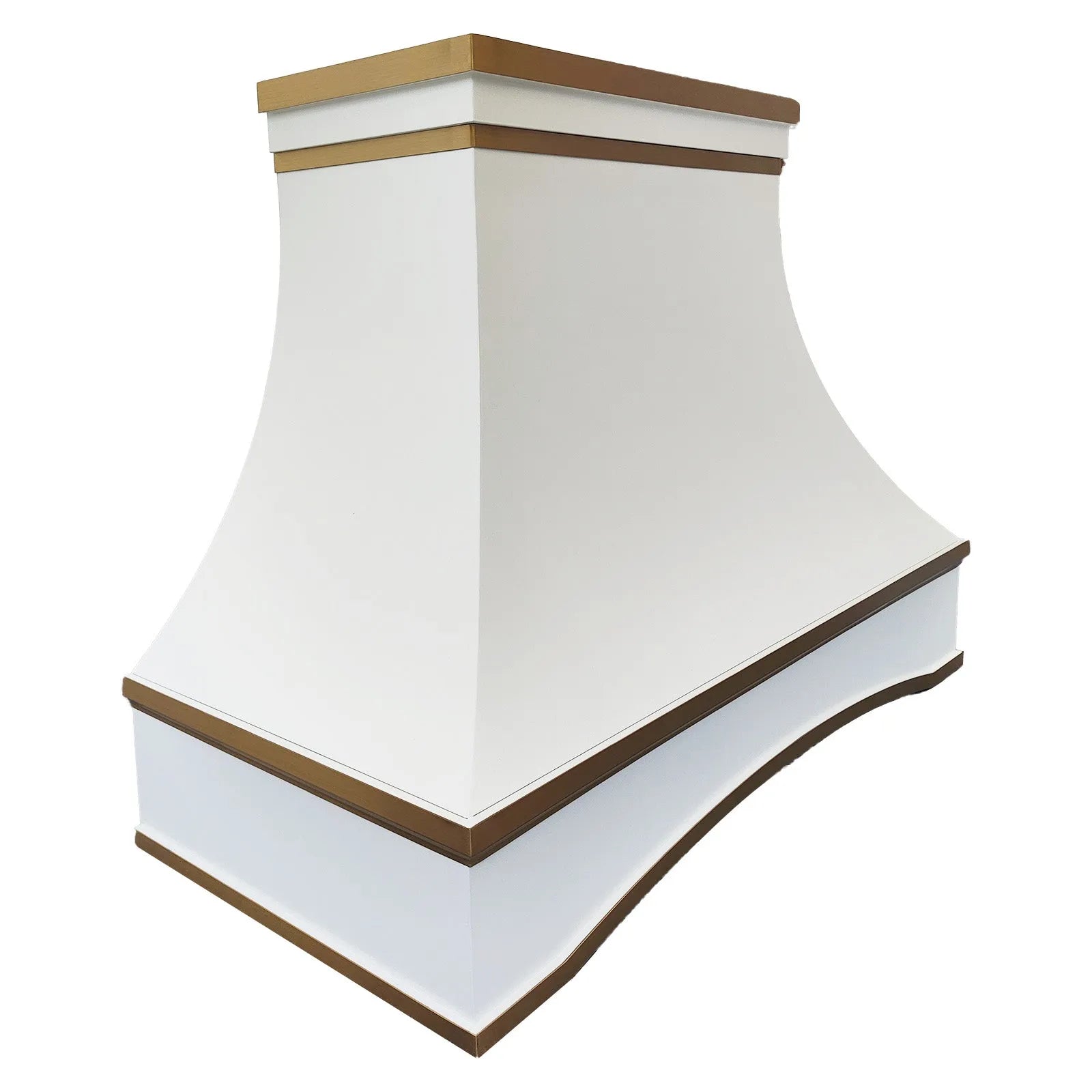 Fobest White Range Hood with Arched Design and Brass Trim FSS-403-Stainless Steel Range Hood-Fobest