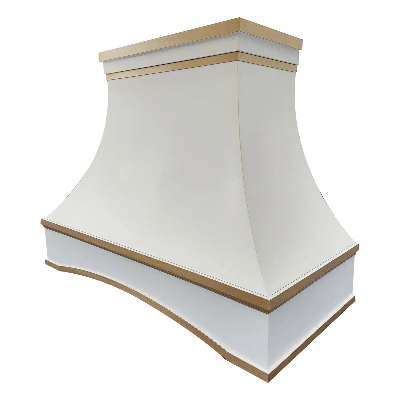 Fobest White Range Hood with Arched Design and Brass Trim FSS-403-Stainless Steel Range Hood-Fobest
