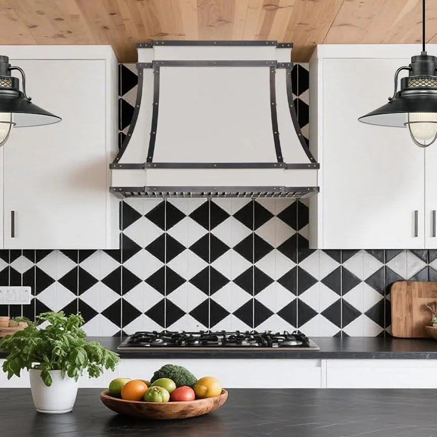 Fobest White Stainless Steel Range Hood Grey Straps FSS-375-Stainless Steel Range Hood-Fobest