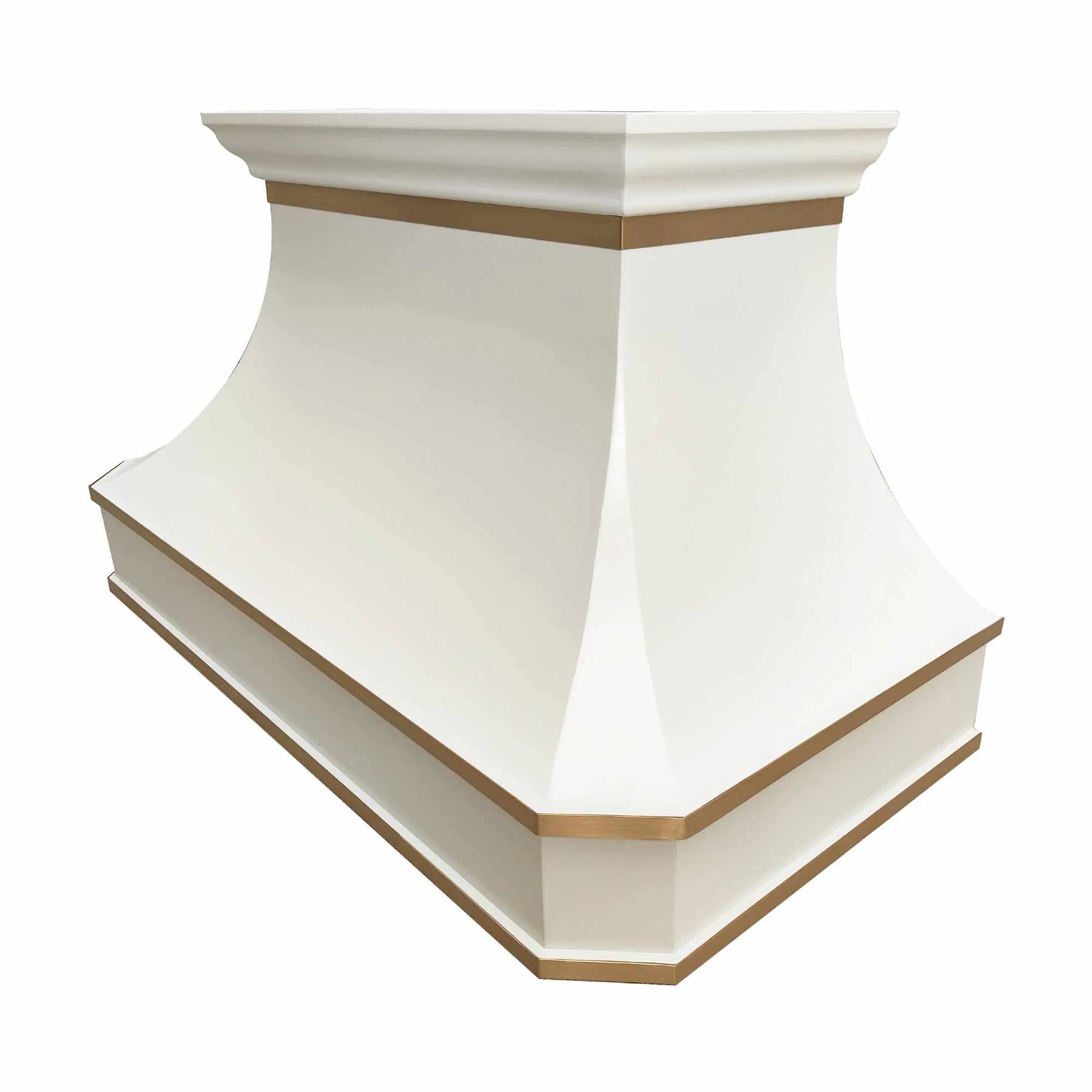 Fobest White Stainless Steel Range Hood with Brass Trims FSS-206-Stainless Steel Range Hood-Fobest