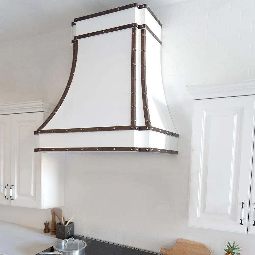 Fobest White Stainless Steel Range Hood with Copper Trims FSS-166-Stainless Steel Range Hood-Fobest