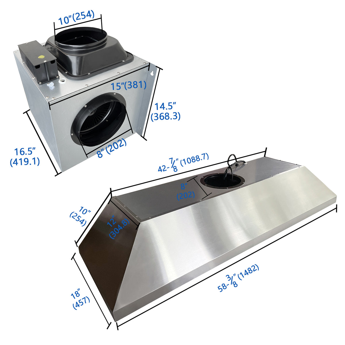 Fobest 60 inch Range Hood Insert with 1260CFM Remote Blower-F0160RE