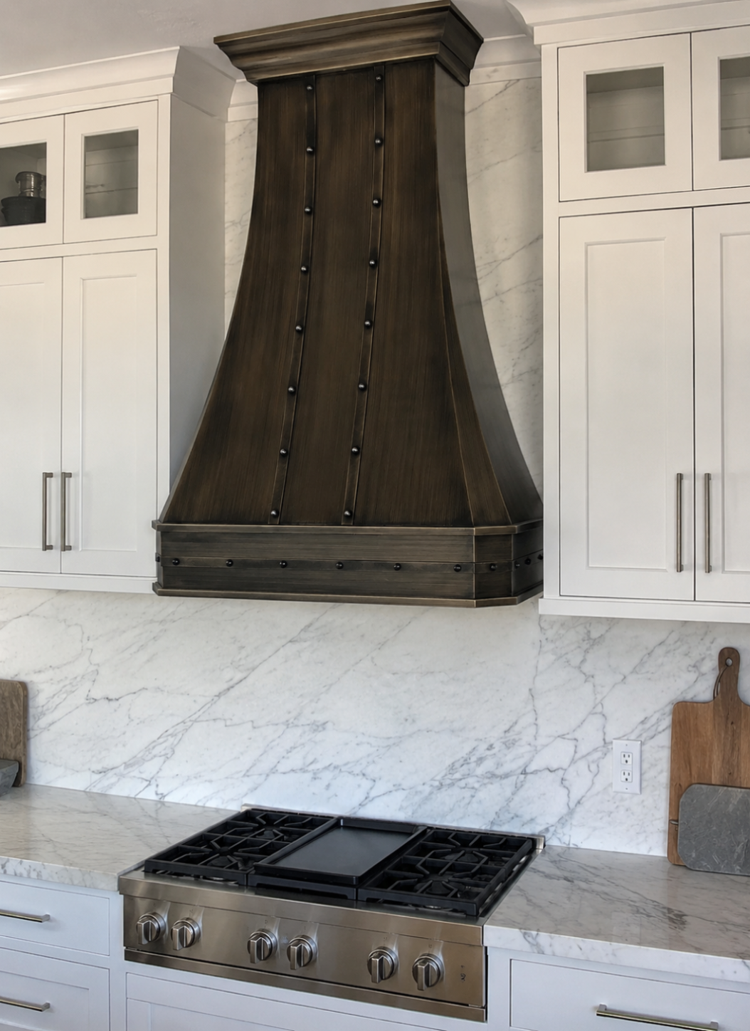Fobest Aged Brass Custom Range Hood for Modern Rustic Kitchens FSS-549