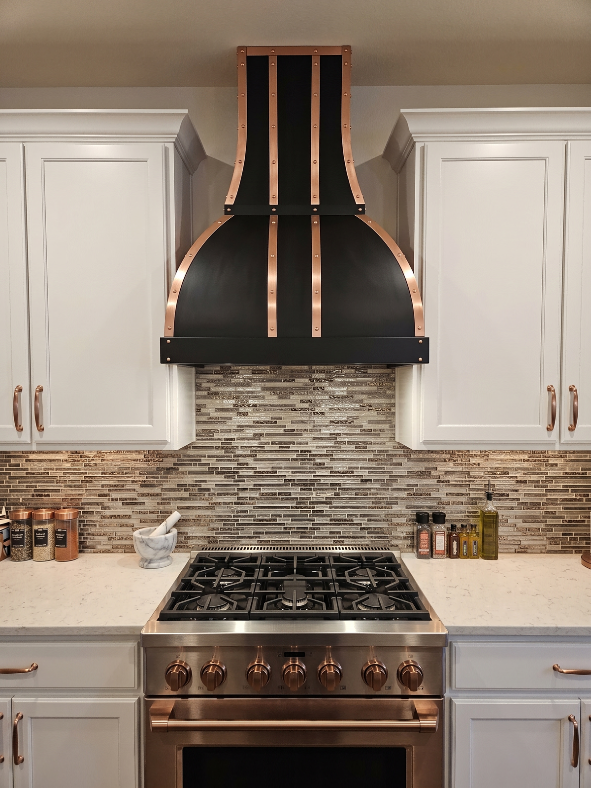 Fobest Black Exhaust Hood with Copper Straps FSS-367