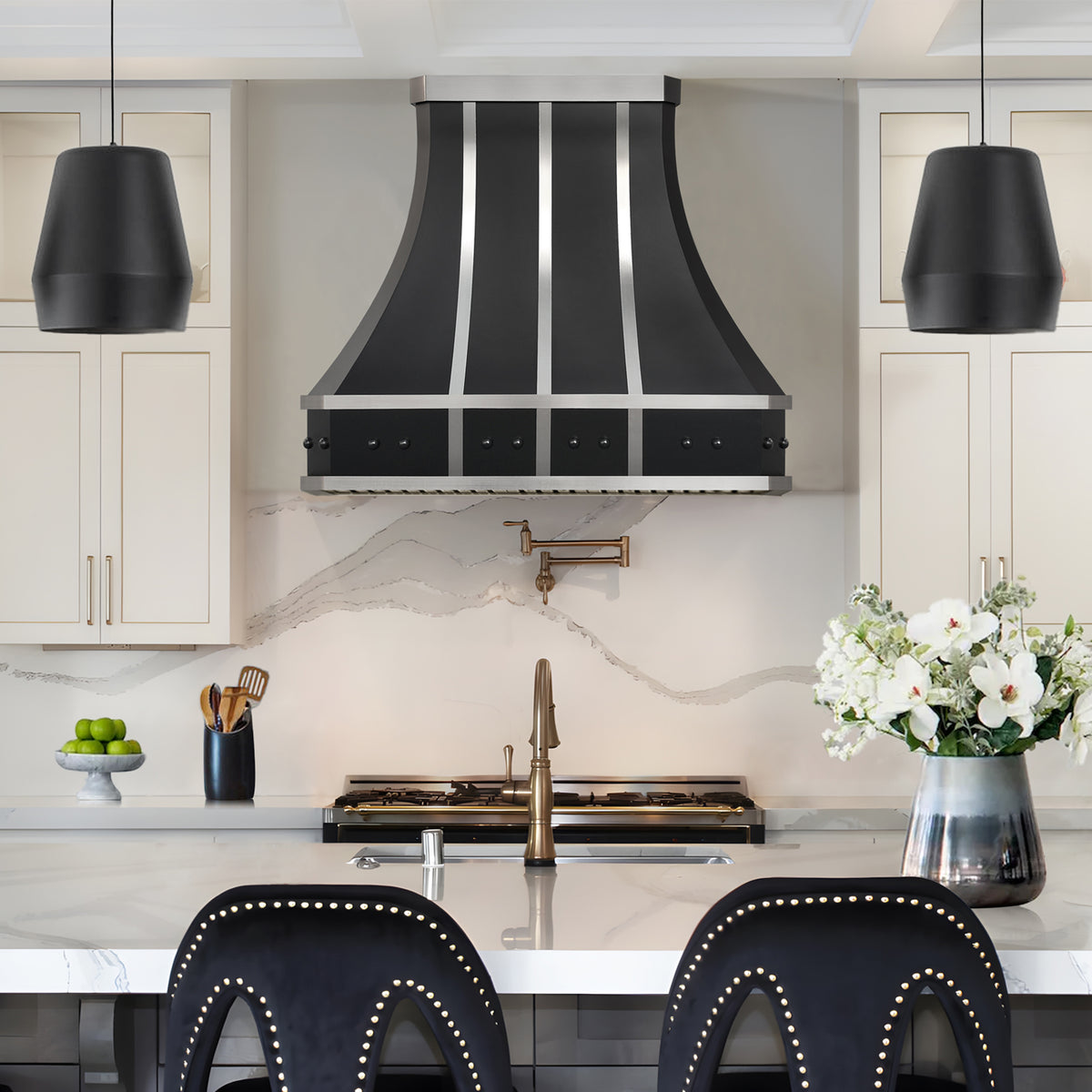 Fobest Black Kitchen Range Hood Stainless Steel with Trim FSS-489
