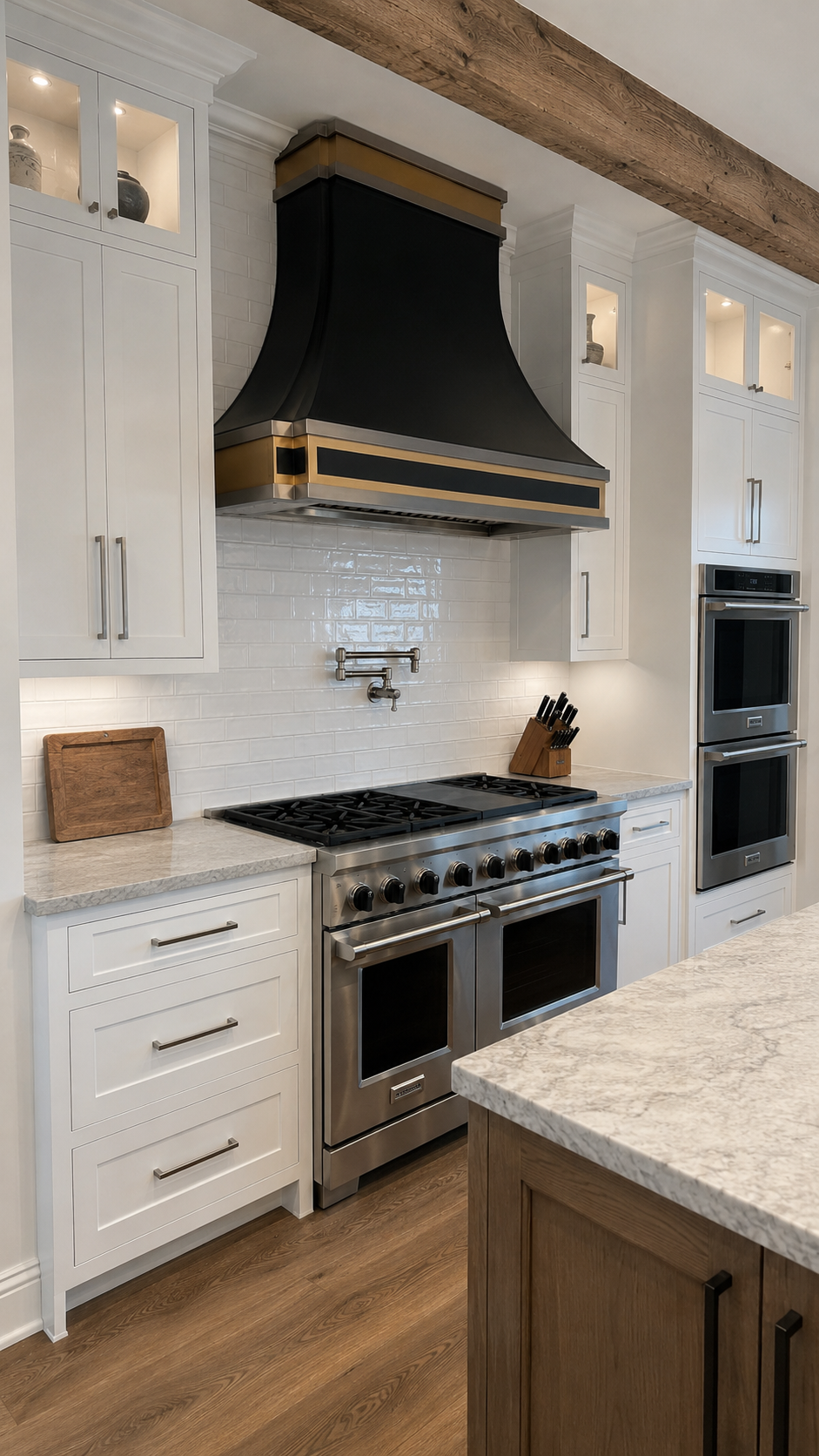 Fobest Black Stainless Steel Kitchen Hood with Brass Top FSS-229