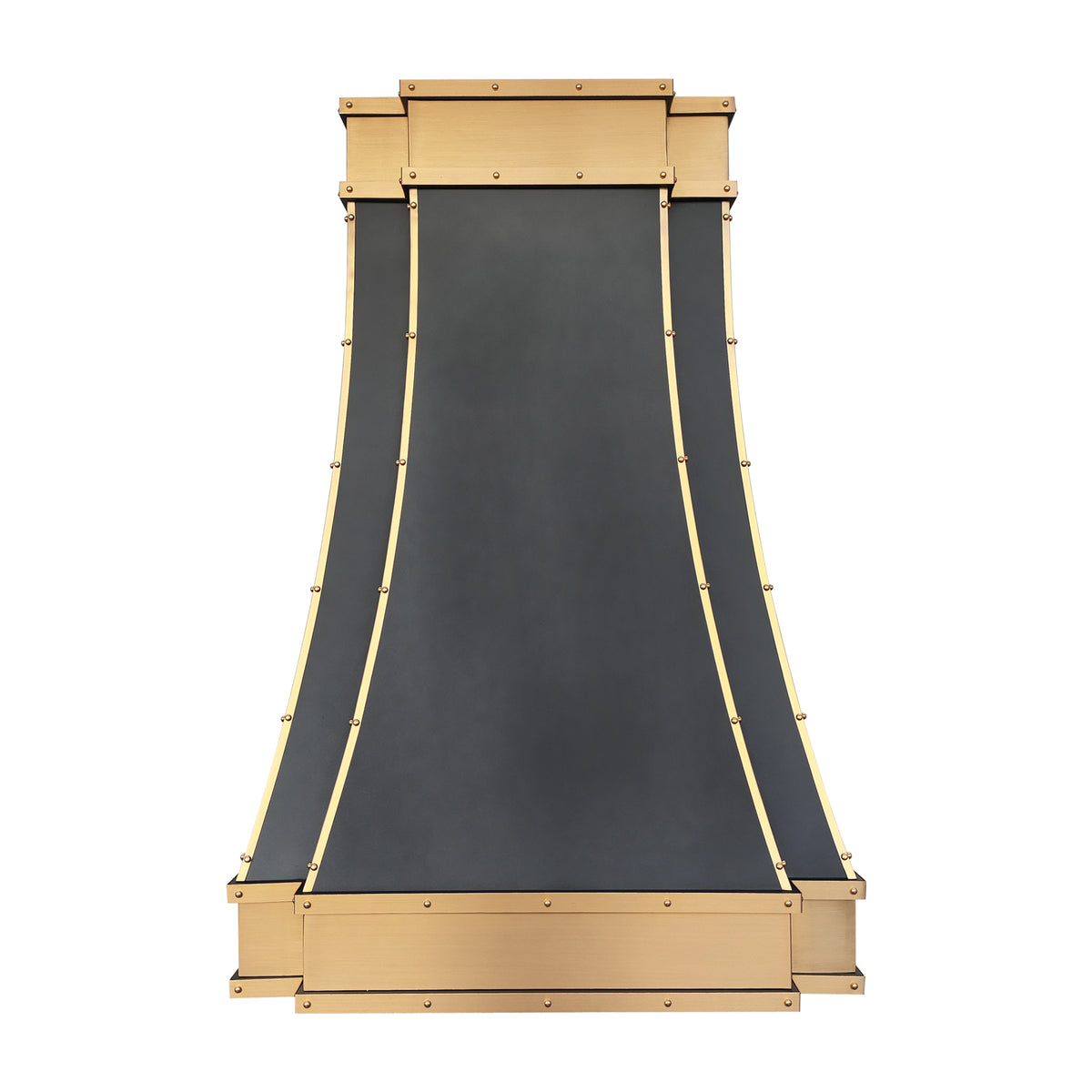 Fobest Black Stainless Steel Kitchen Hood with Brushed Brass Bands FSS-490