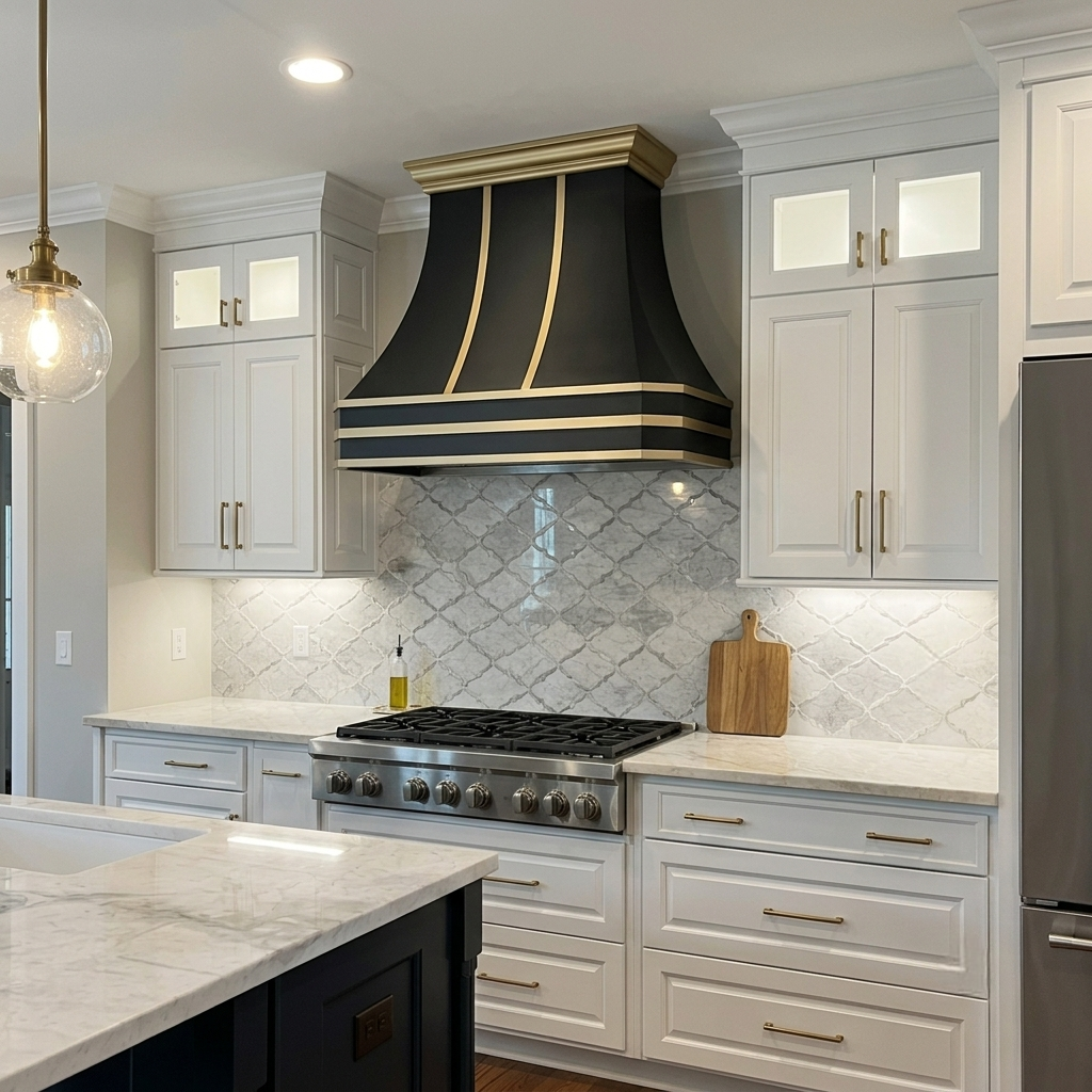 Fobest Black Stainless Steel Stove Hood with Brass Crown FSS-373