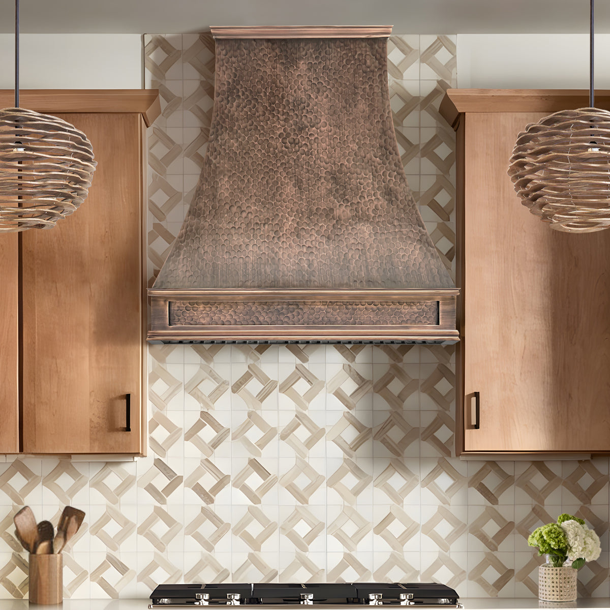 Fobest Custom Antique Copper Range Hood Designed for Rustic Kitchen Hood FCP-365