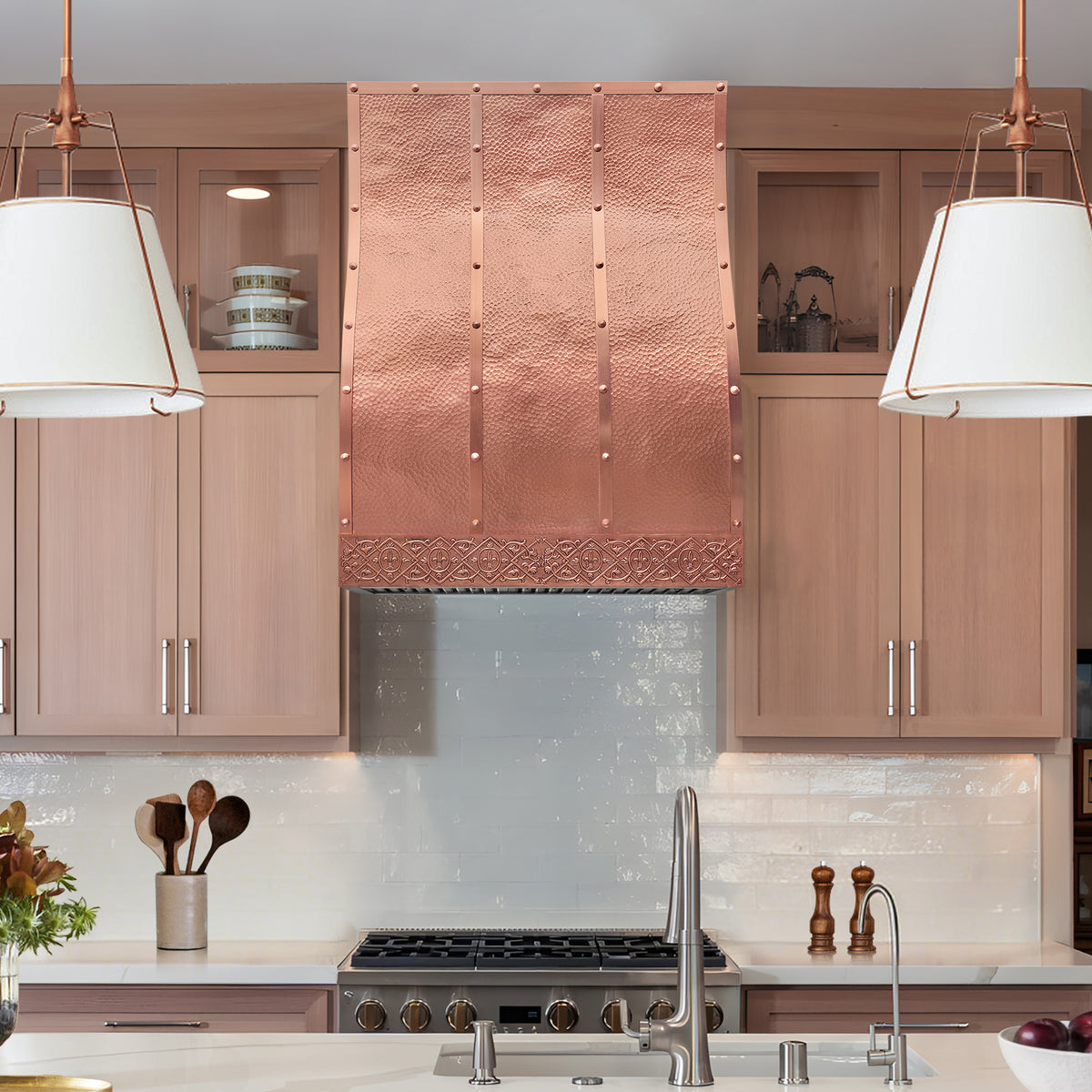 Fobest Custom Barrel Copper Range Hood with Hammered Texture FCP-353