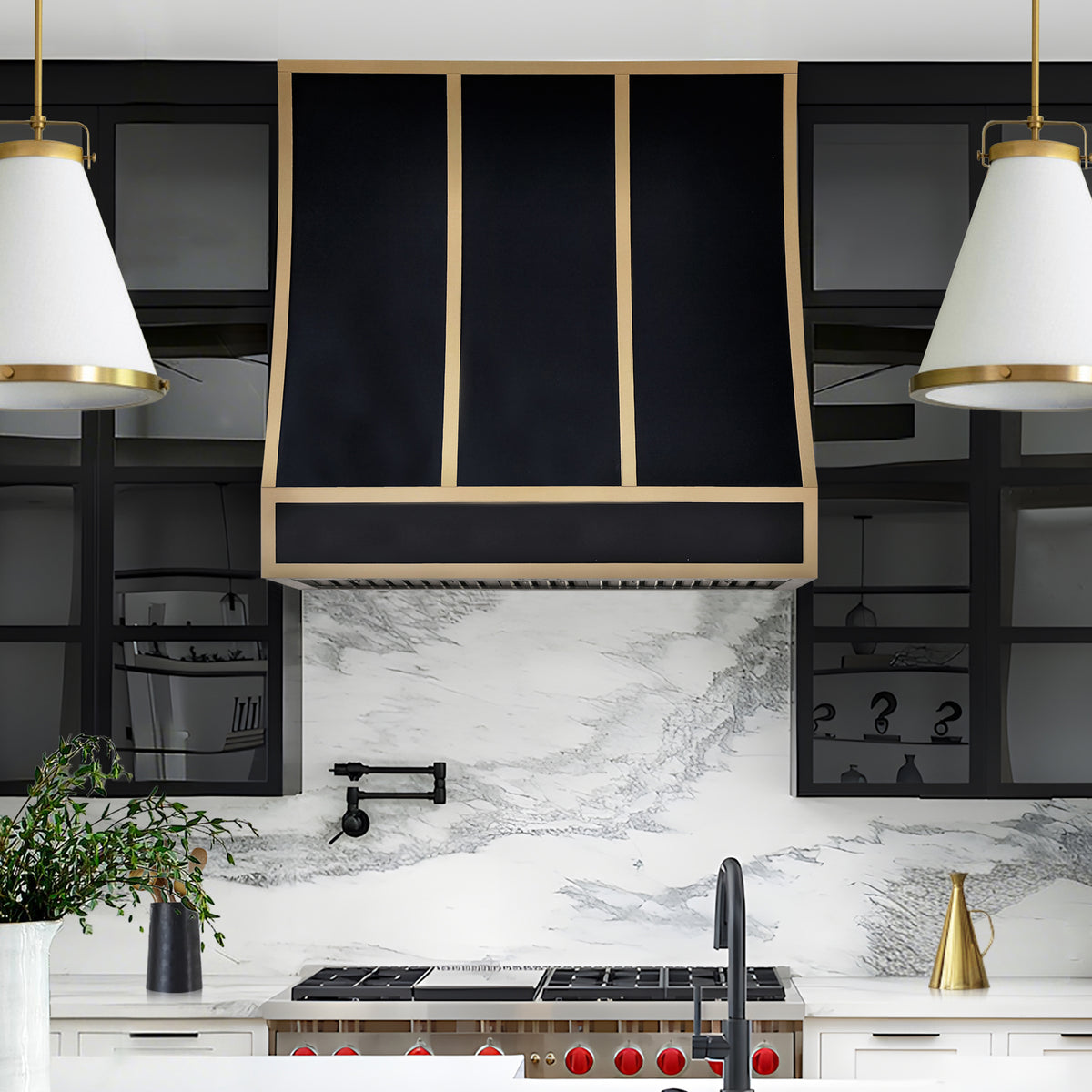 Fobest Custom Black Stainless Steel Sloped Range Hood FSS-596