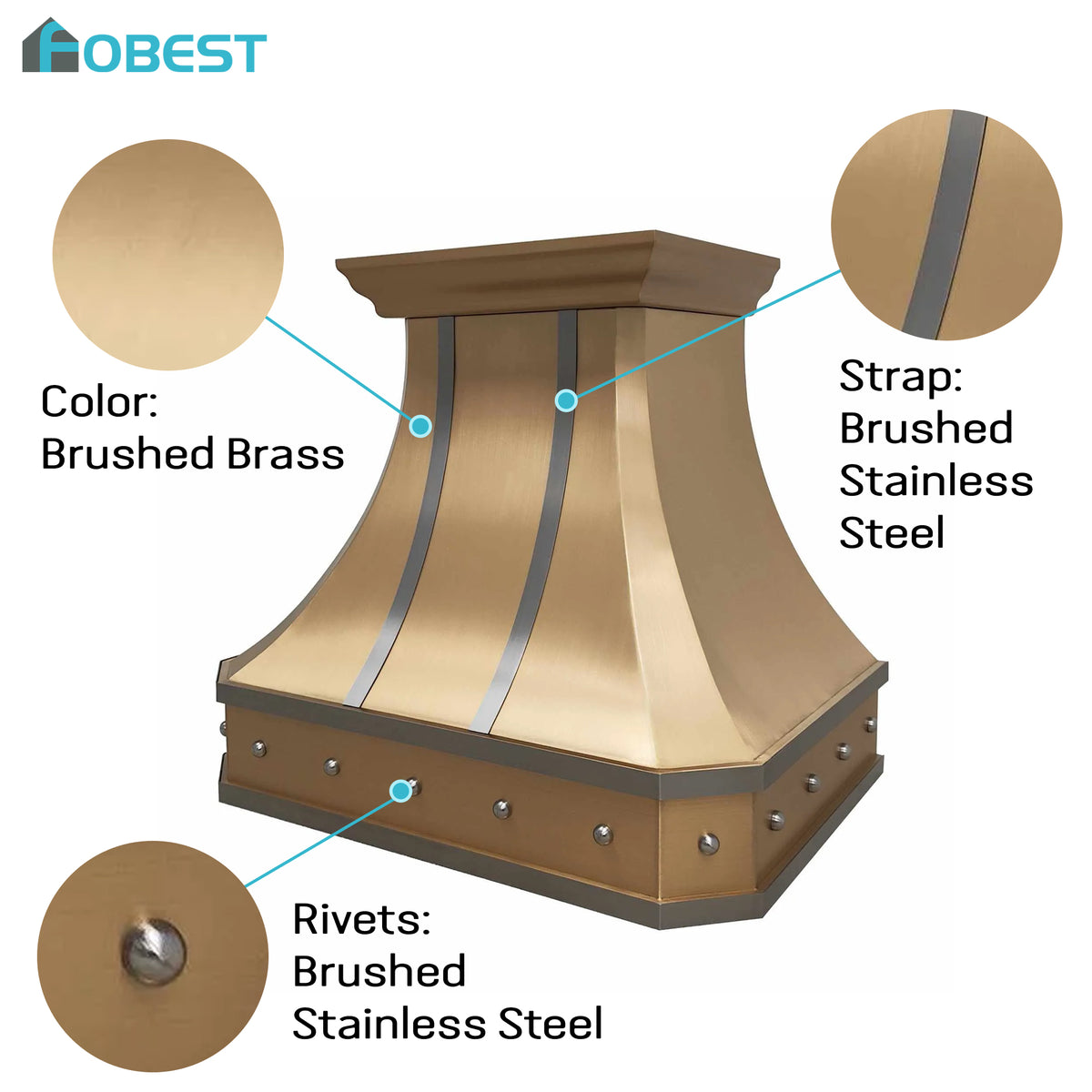 Fobest Custom Brass Kitchen Hood with Classic Curve FSS-247