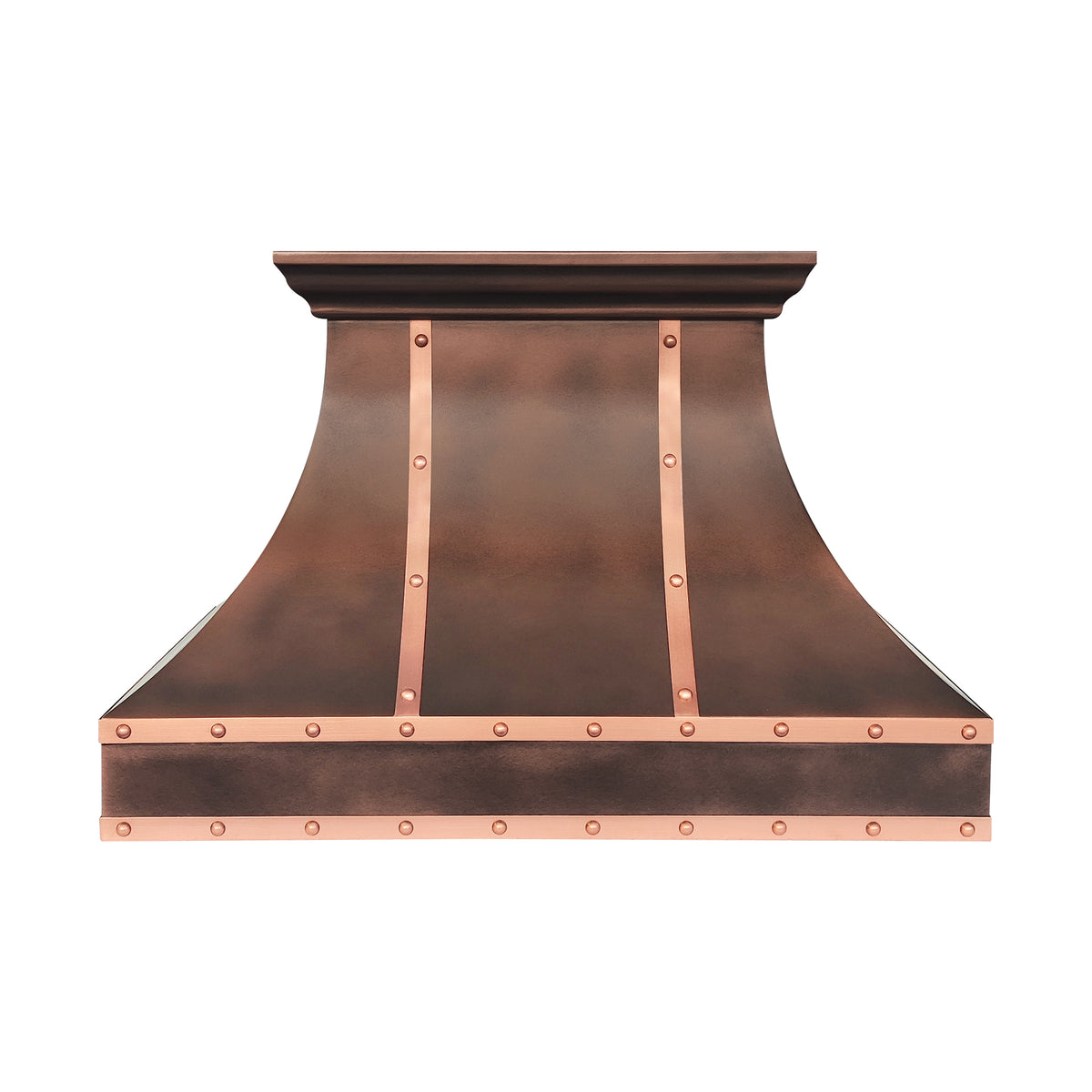 Fobest Custom Copper Range Hood with Natural Copper Straps FCP-375