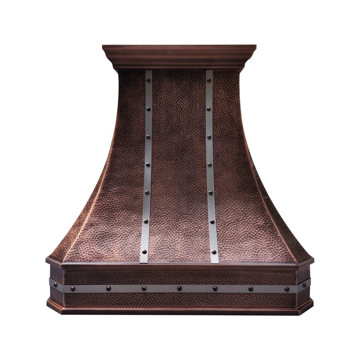 Fobest Custom Copper Range Hood with Stainless Steel Straps in a Statement Style FCP-339